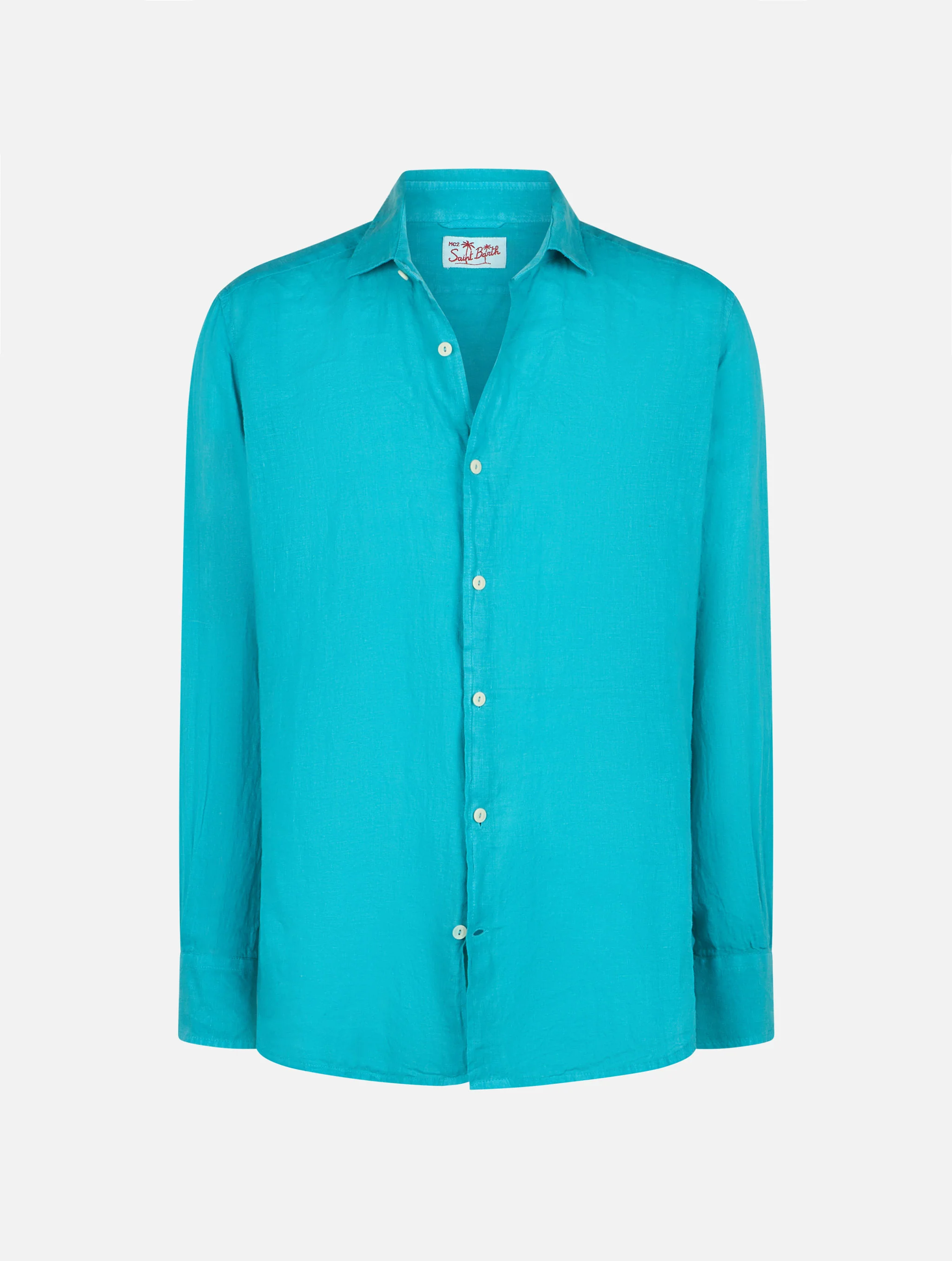 Camicia Pamplona in lino verde petrolio - Image 4