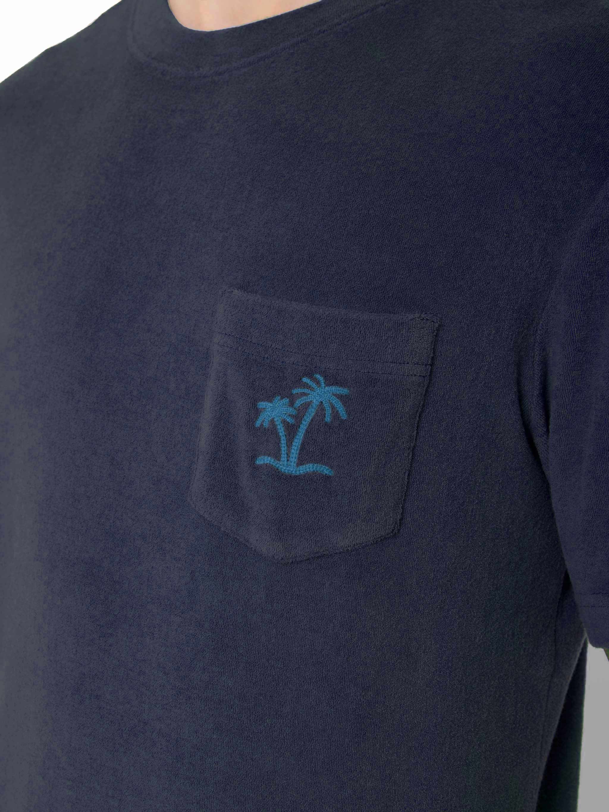 T-shirt Gary in tessuto effetto spugna blu navy - Image 2