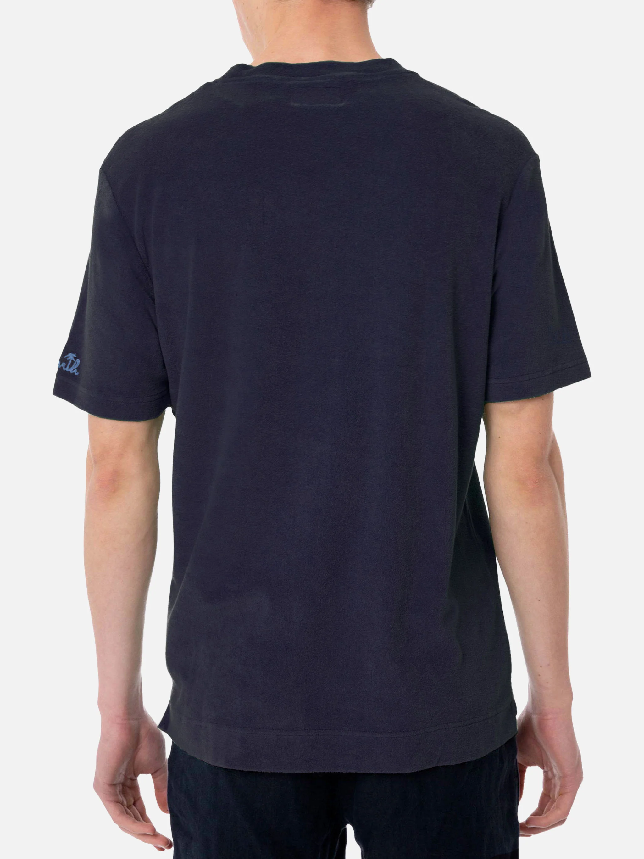 T-shirt Gary in tessuto effetto spugna blu navy - Image 3