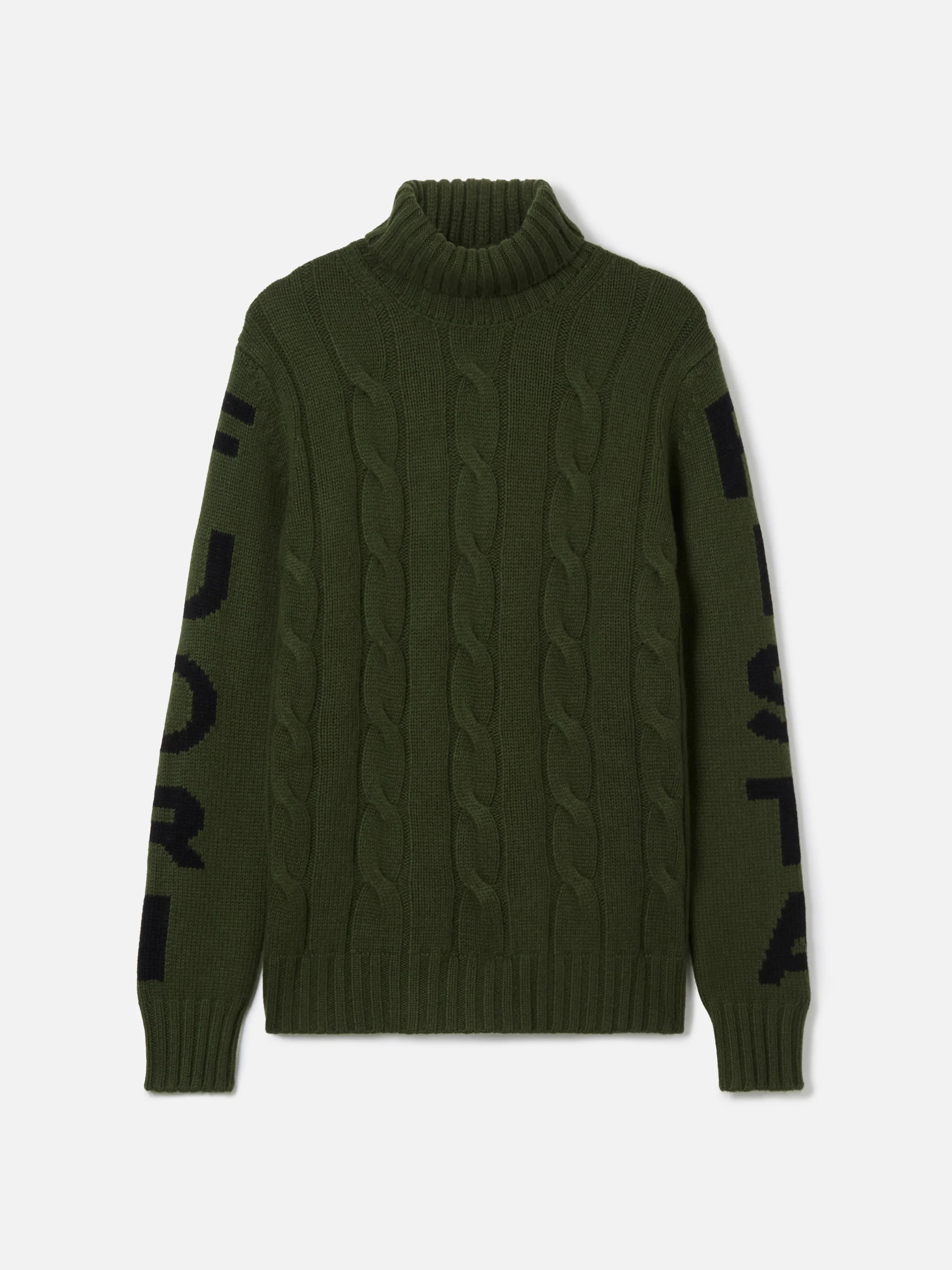 Maglia Fisherman collo alto con jacquard Fuori pista verde militare - Image 5