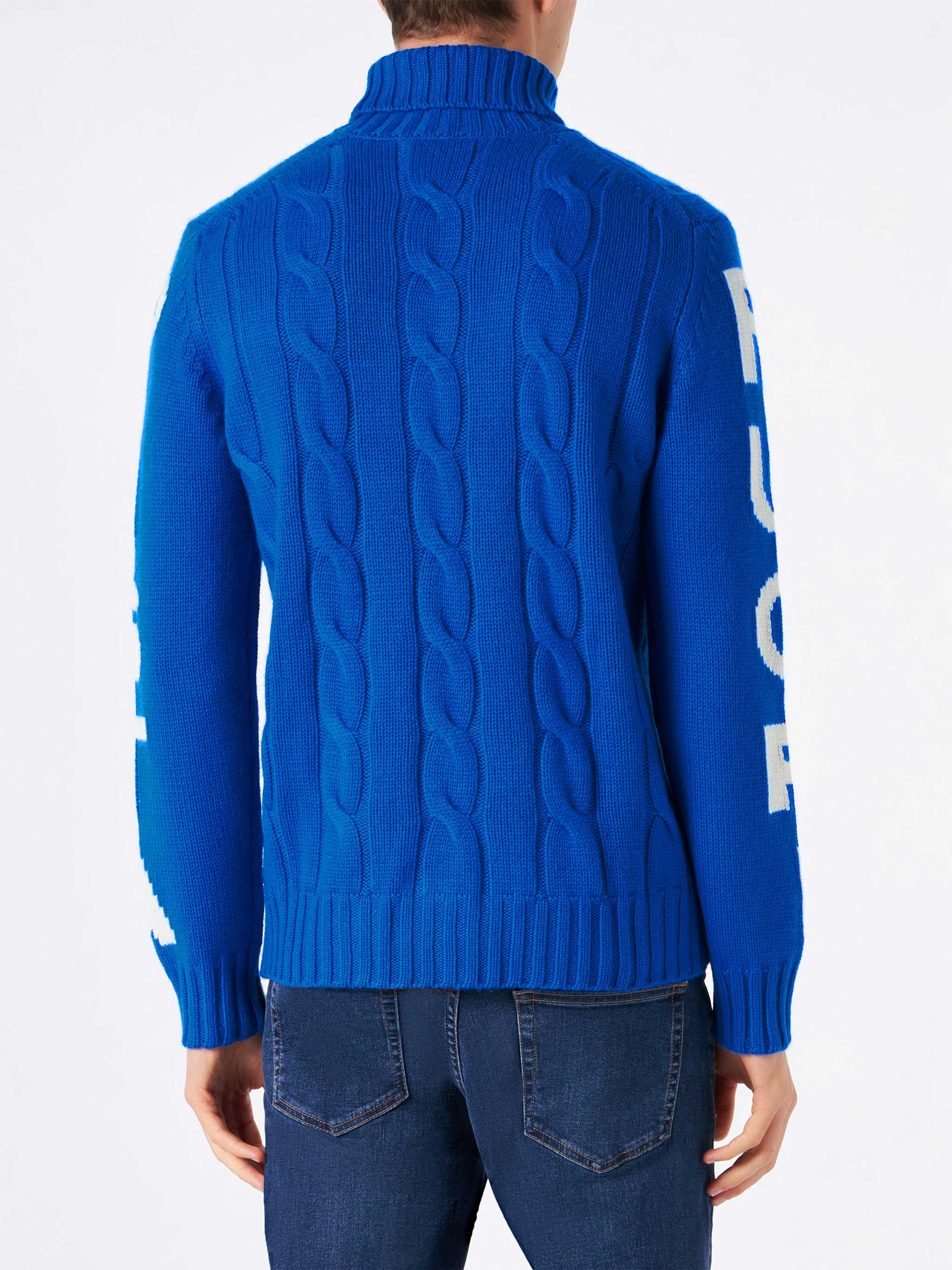 Maglia Fisherman collo alto con jacquard Fuori pista blu - Image 3