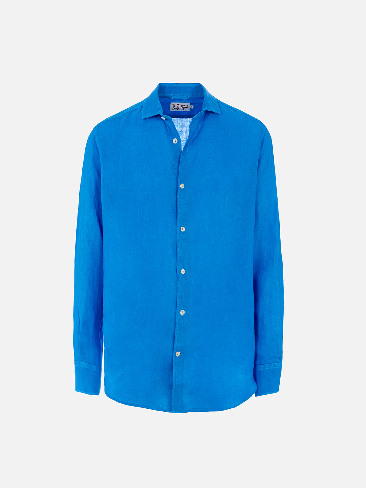 Camicia Pamplona in lino stampa watercolor bluette - Image 4