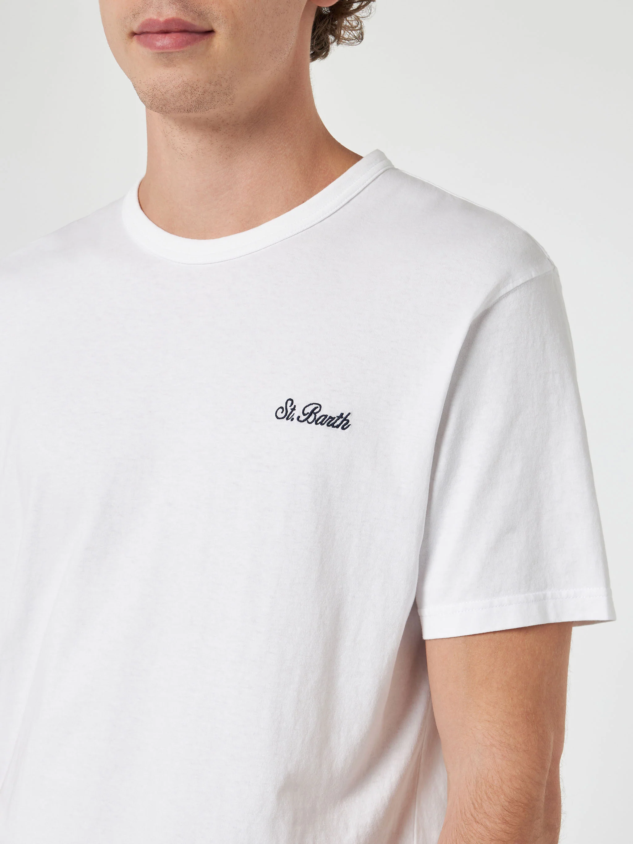T-shirt Dover in cotone bianco tinta unita - Image 2