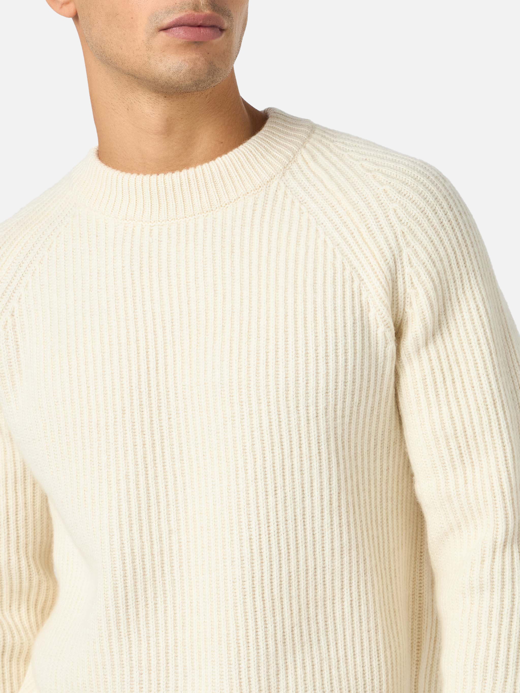 Maglione bianco a coste Marine in MISTO CASHMERE - Image 2