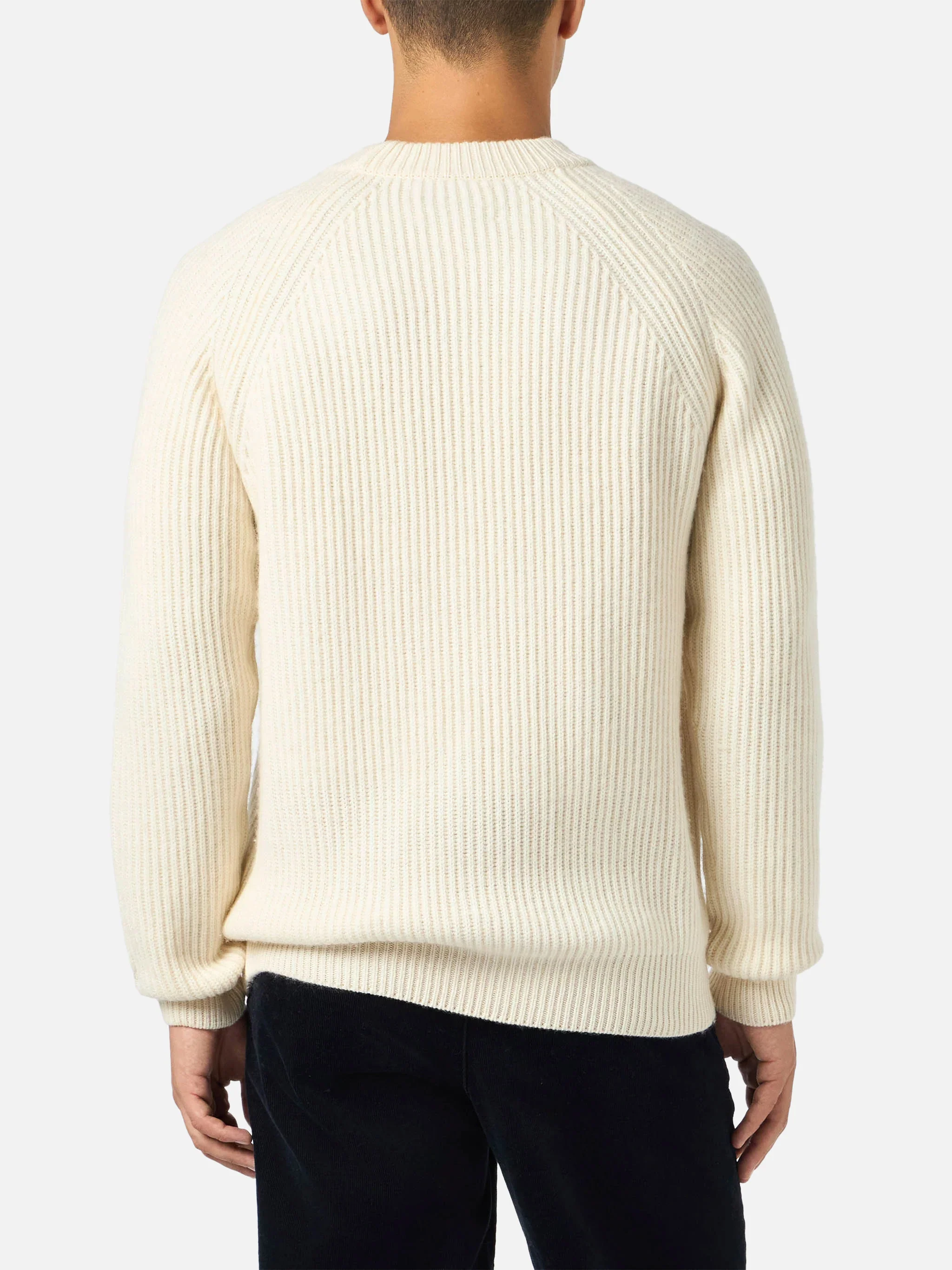 Maglione bianco a coste Marine in MISTO CASHMERE - Image 3
