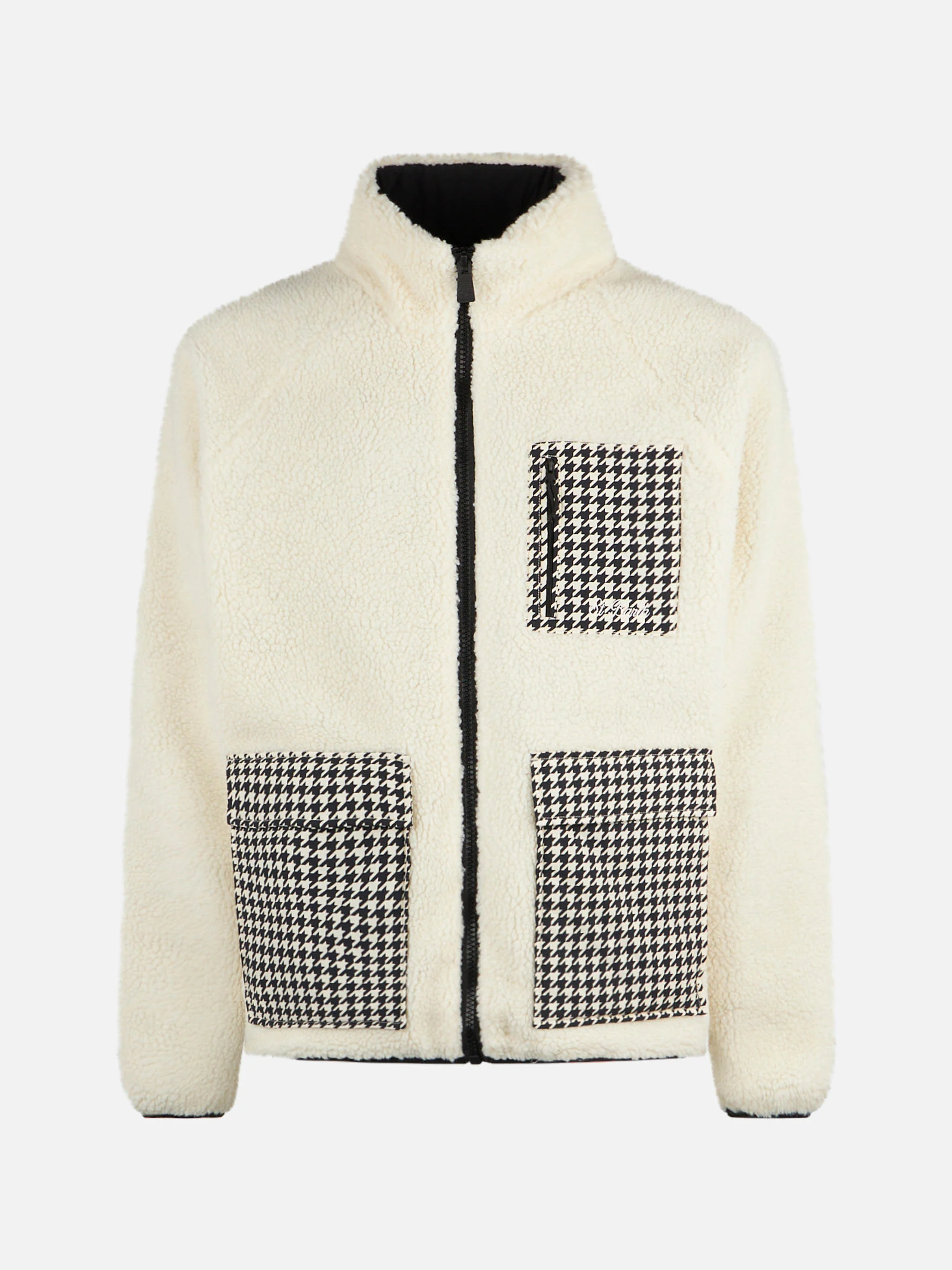 Giacca Keystone sherpa bianca con tasche pied de poule - Image 4