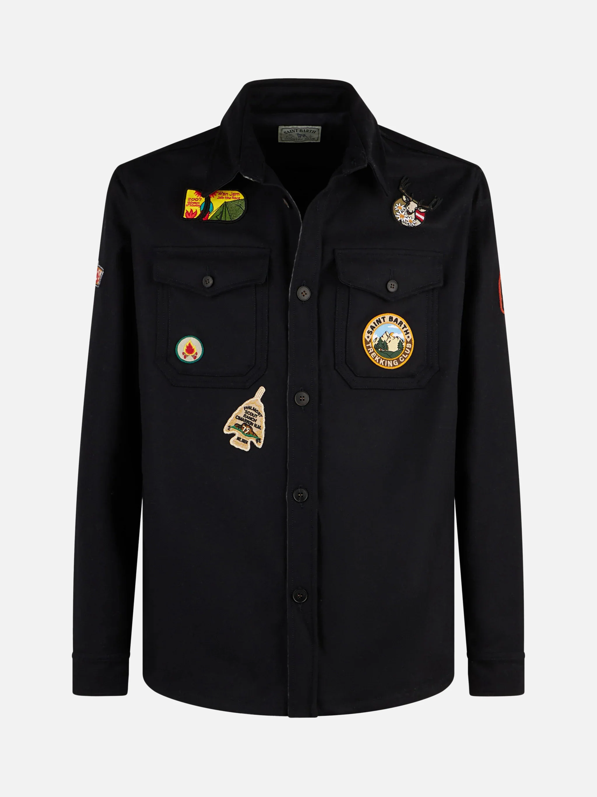 Camicia overshirt Burton in misto lana blu con patch - Image 4