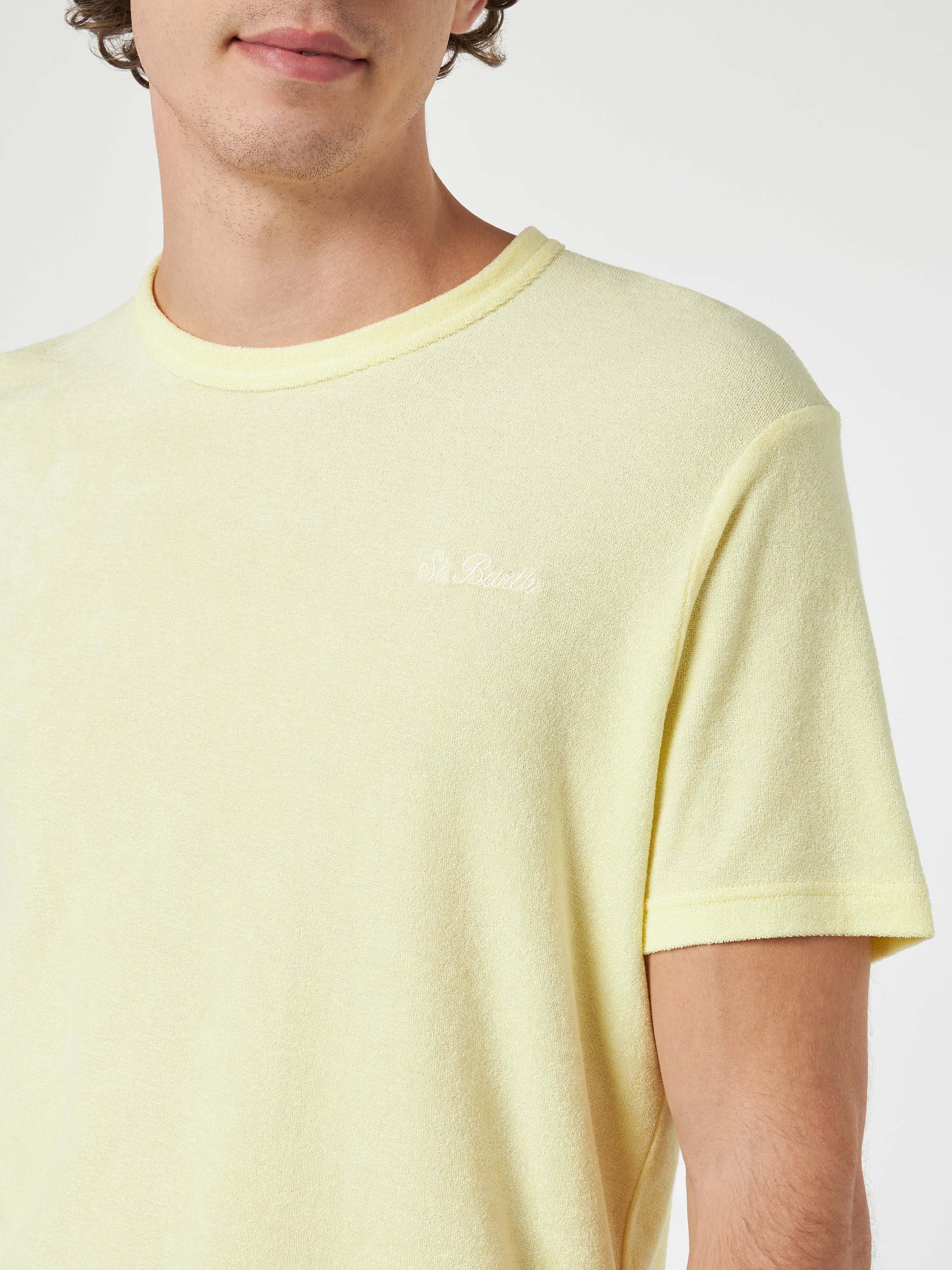 T-shirt Gary in tessuto effetto spugna giallo tinta unita - Image 2