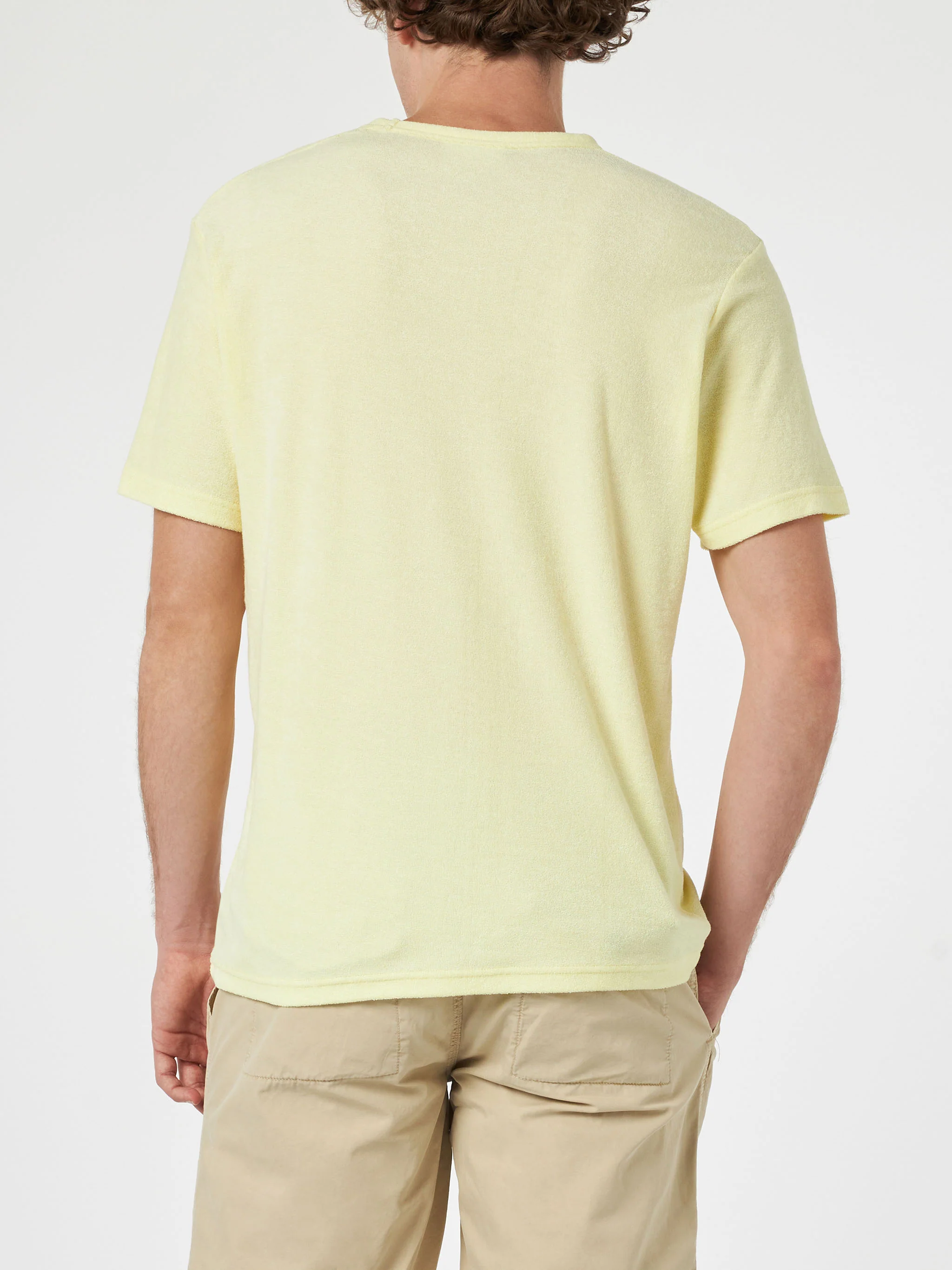 T-shirt Gary in tessuto effetto spugna giallo tinta unita - Image 4