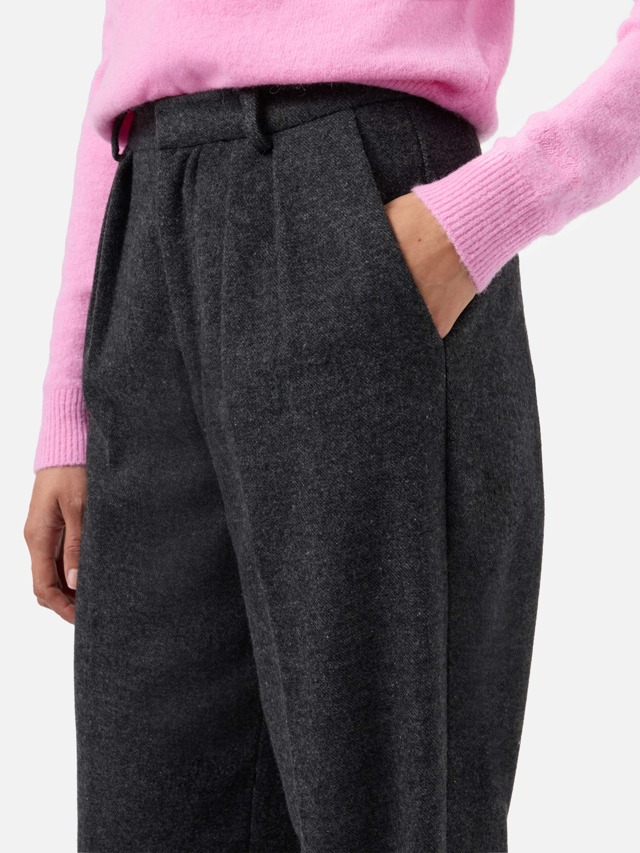 Pantaloni dritti Marcel grigio melange con pinces - Image 2