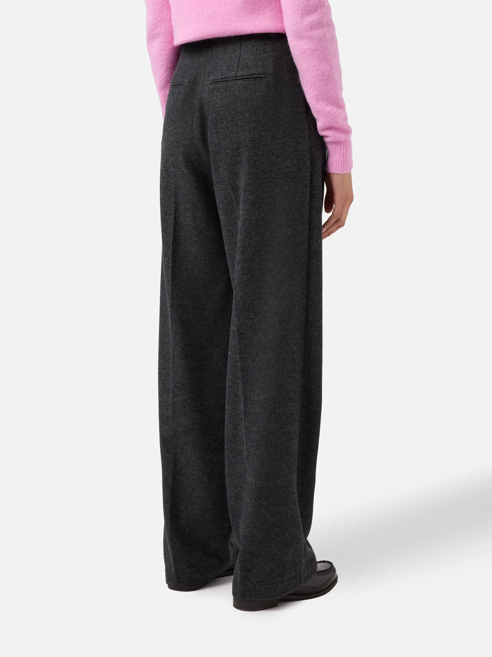 Pantaloni dritti Marcel grigio melange con pinces - Image 3