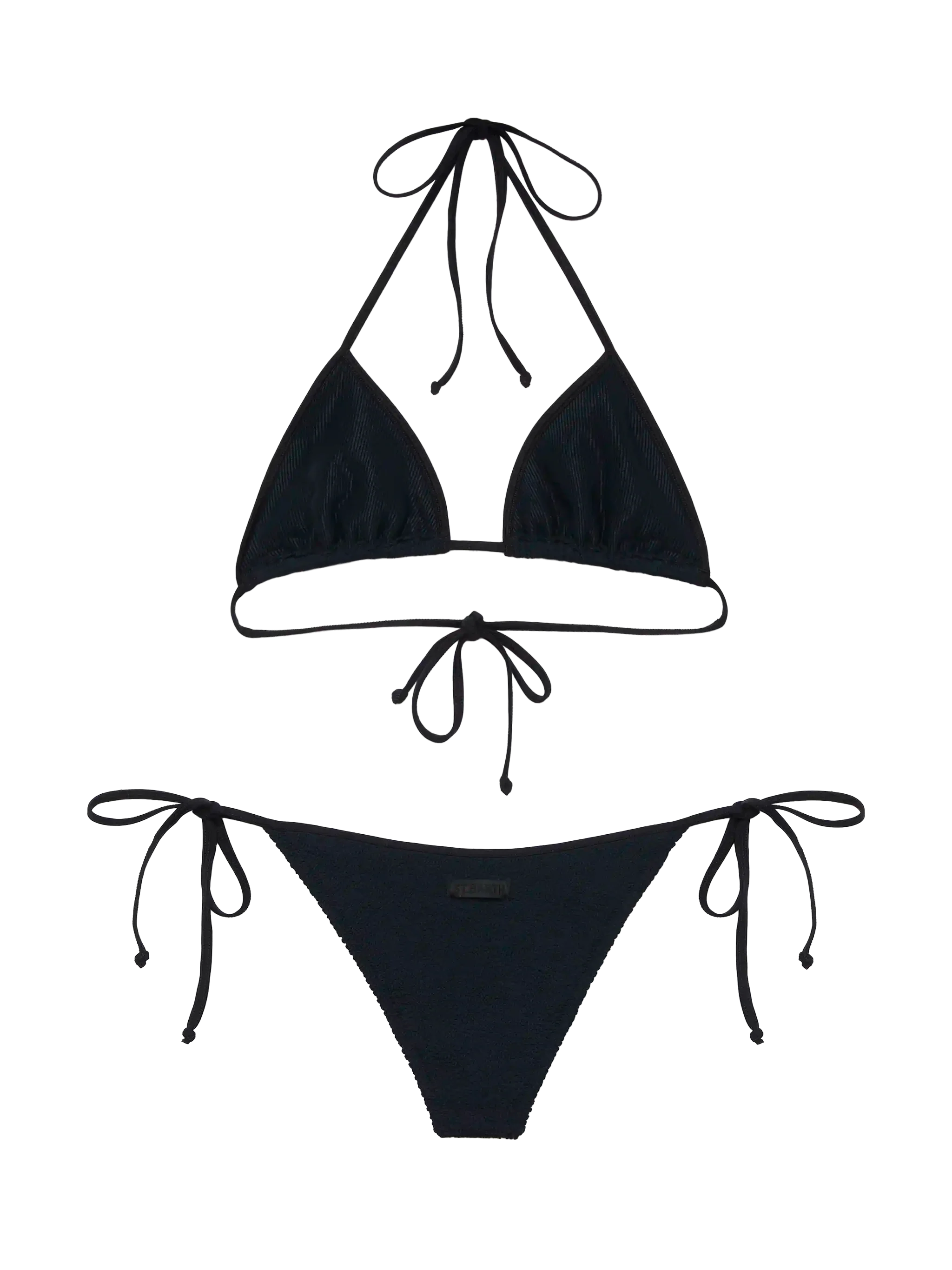 Bikini classico a triangolo in crinkle nero Leah Marielle - Image 3