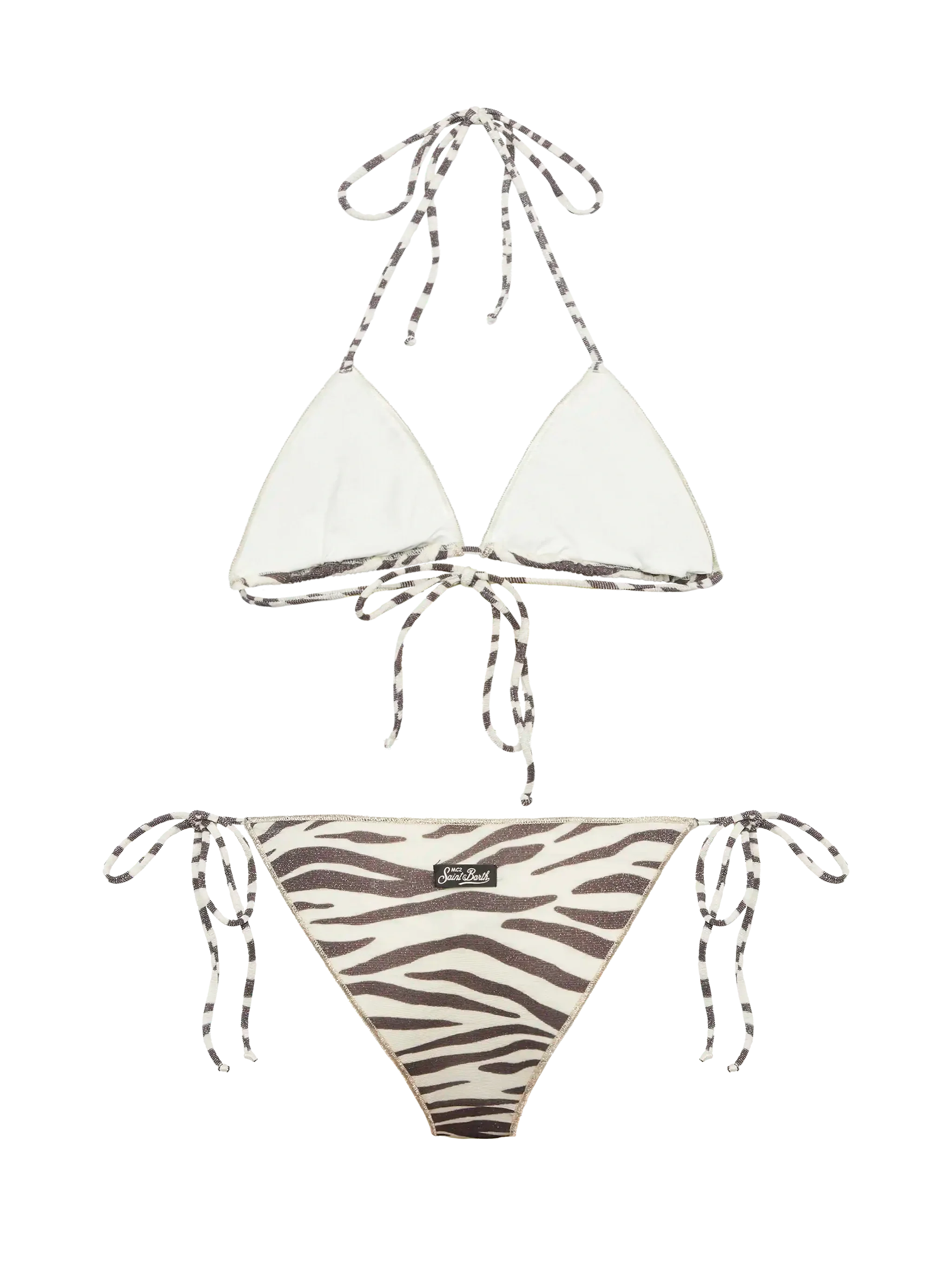 Bikini classico a triangolo Leah Marielle in lurex con stampa zebrata - Image 3