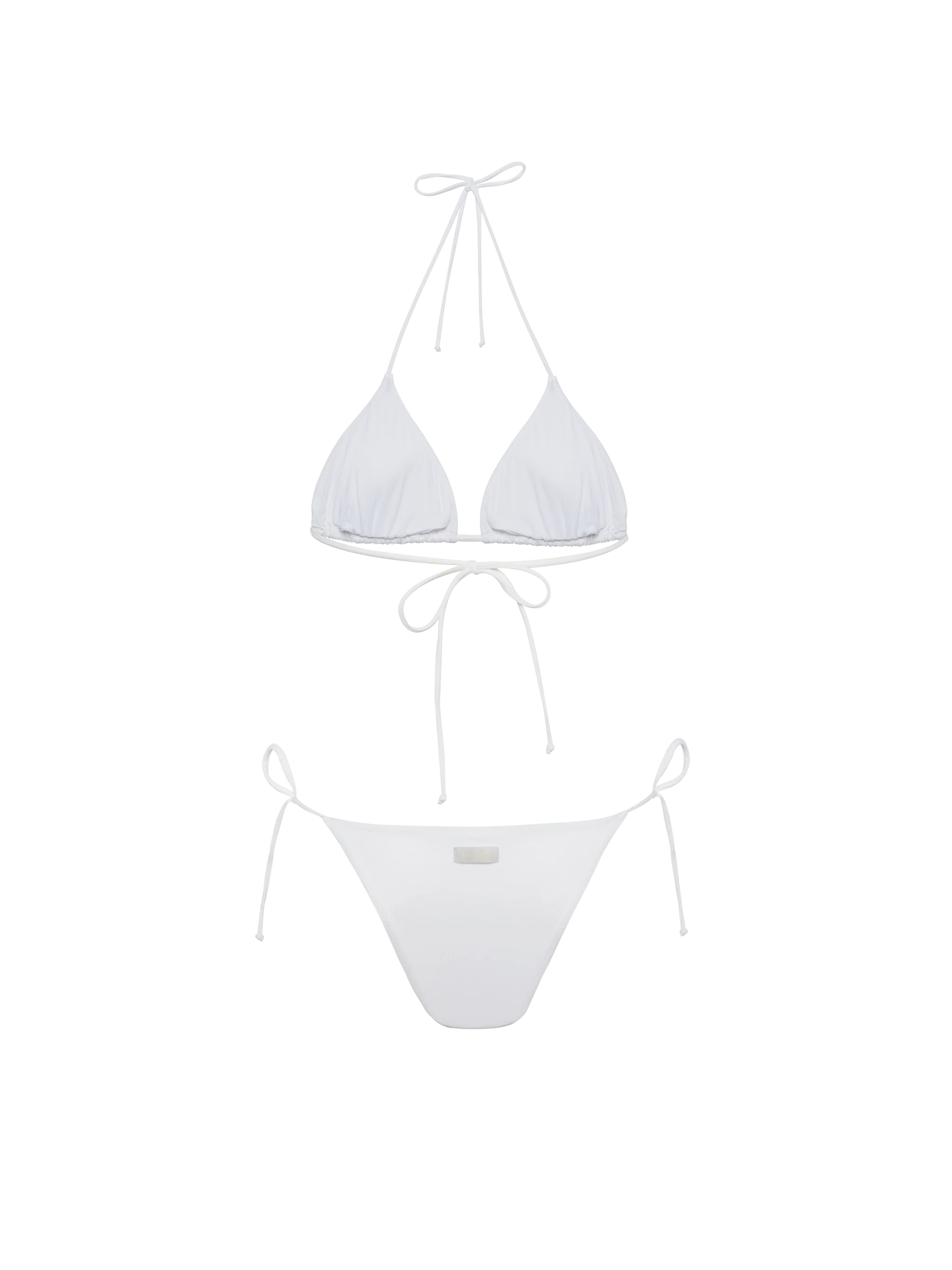 Bikini bianco classico a triangolo Leah Marielle con decorazione a righe in strass - Image 3