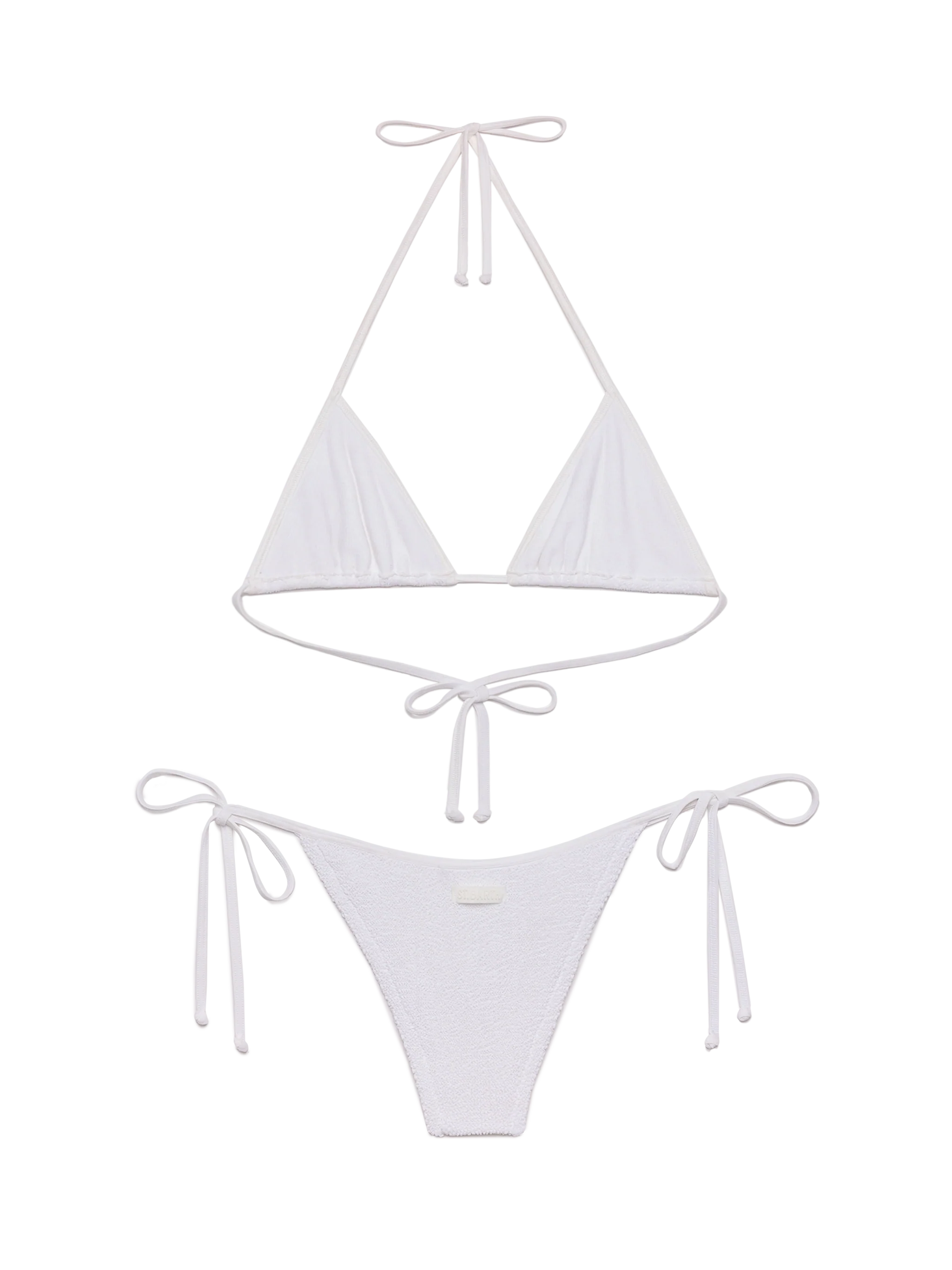 Bikini classico a triangolo crinkle Leah Marielle in bianco - Image 3