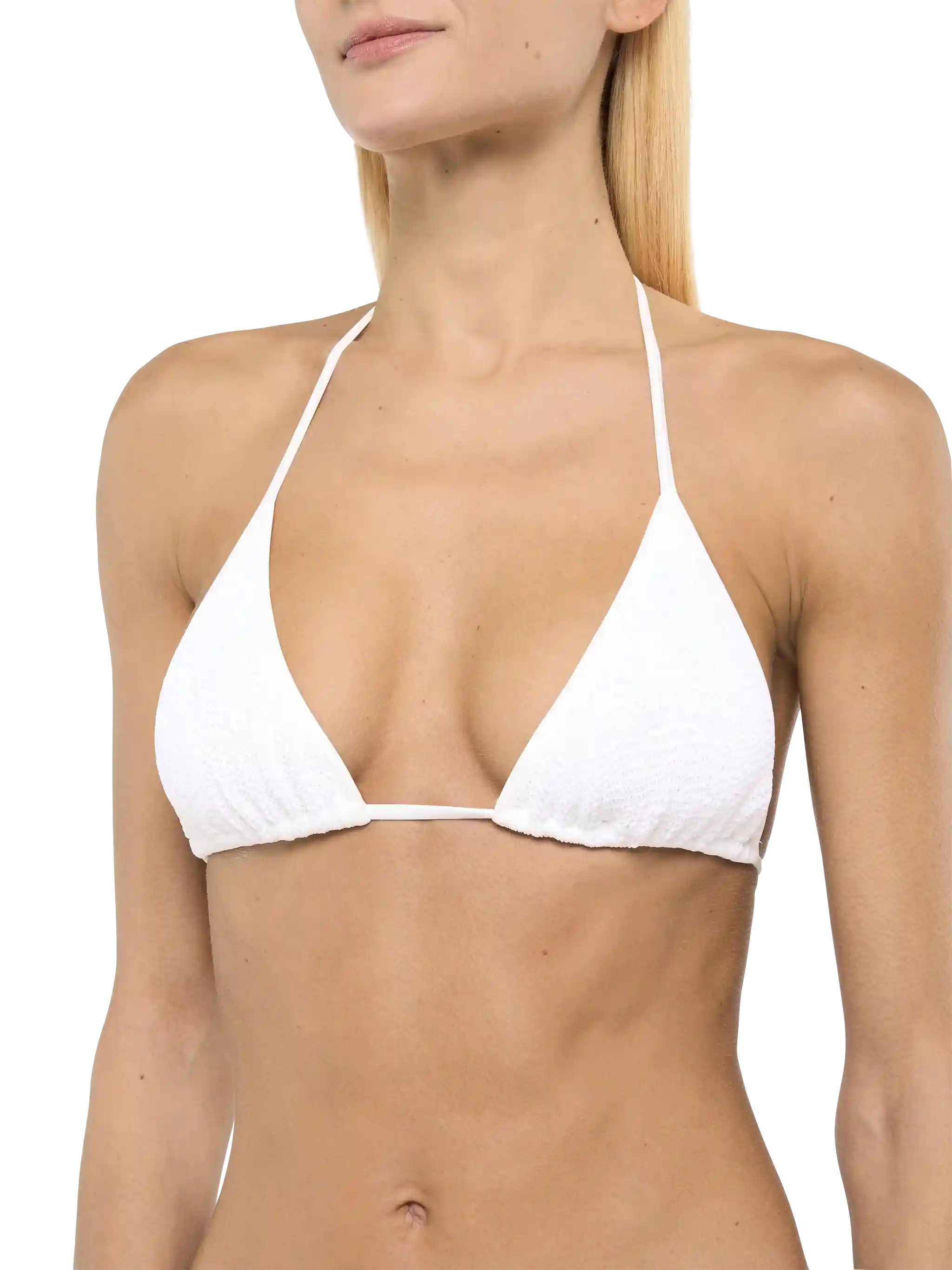 Bikini classico a triangolo crinkle Leah Marielle in bianco - Image 5