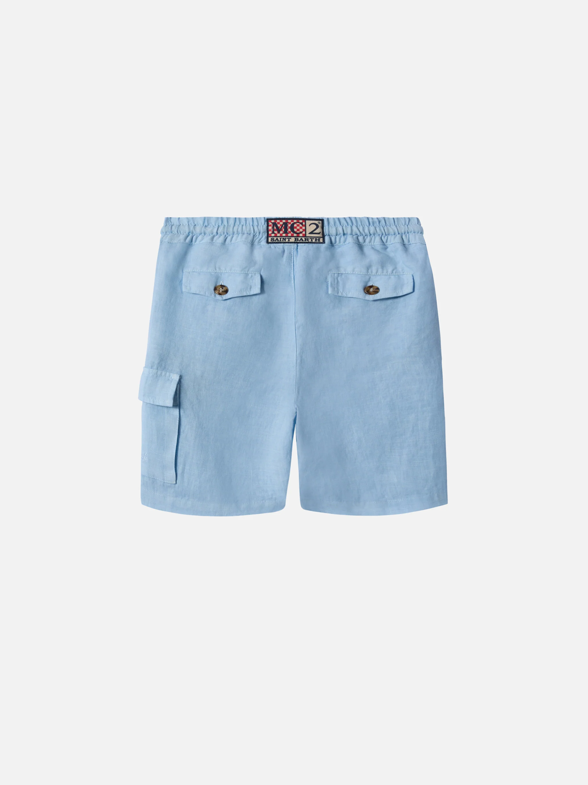 Shorts Marseille Jr in lino azzurro - Image 3