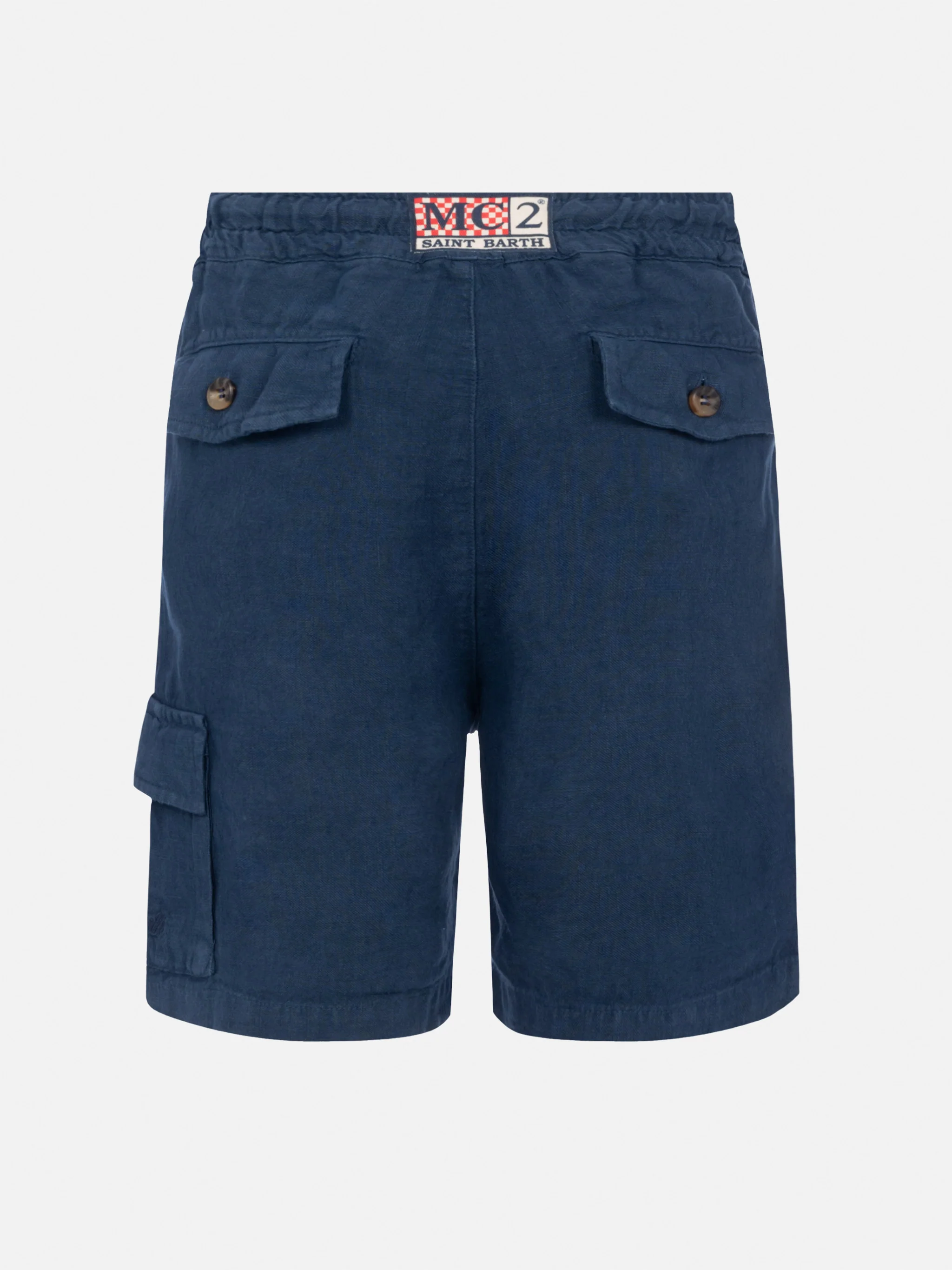 Bermuda Marseille Jr in lino blu navy - Image 2