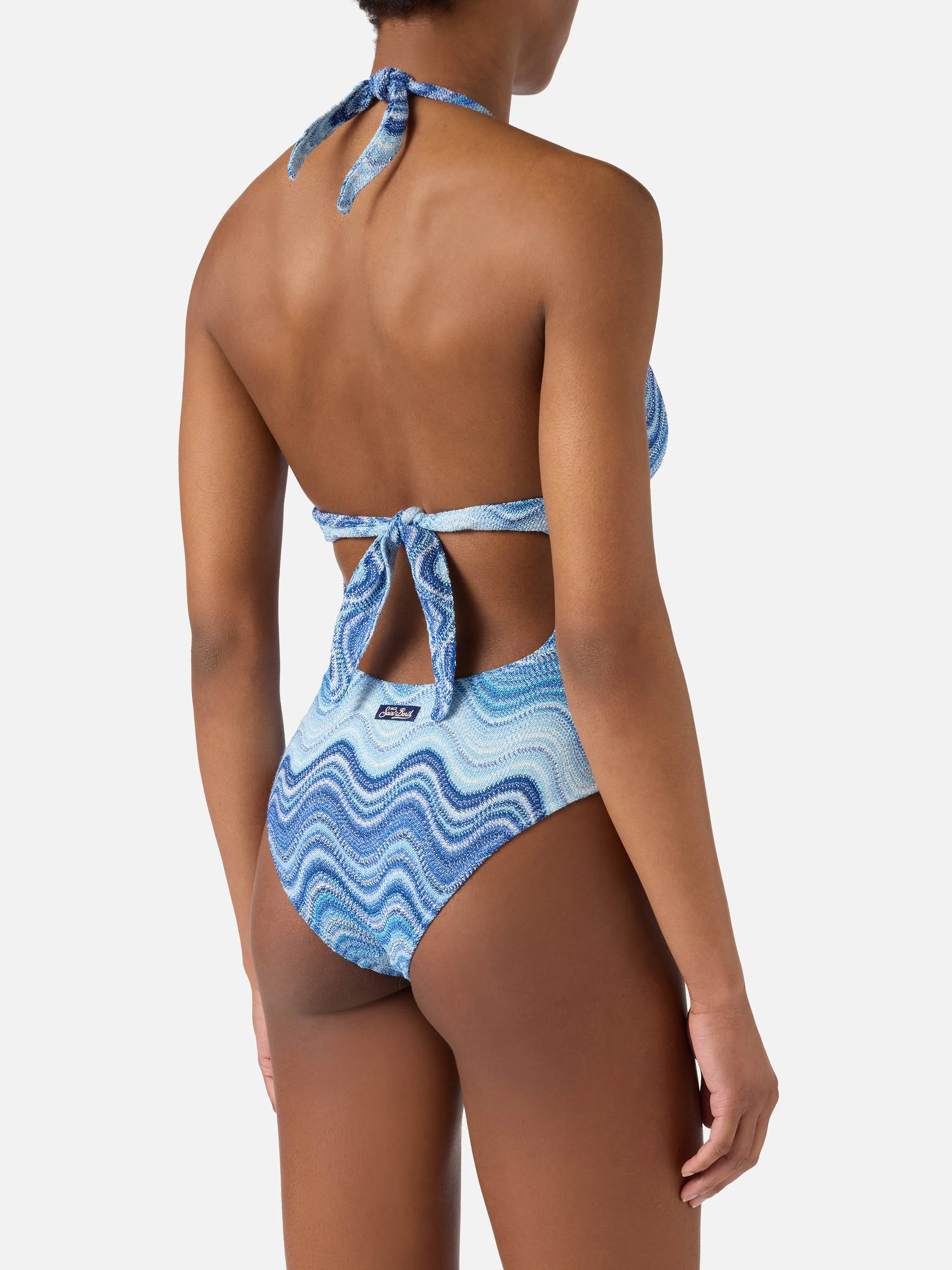 Costume intero Marylin in tessuto raschel degradé azzurro - Image 3