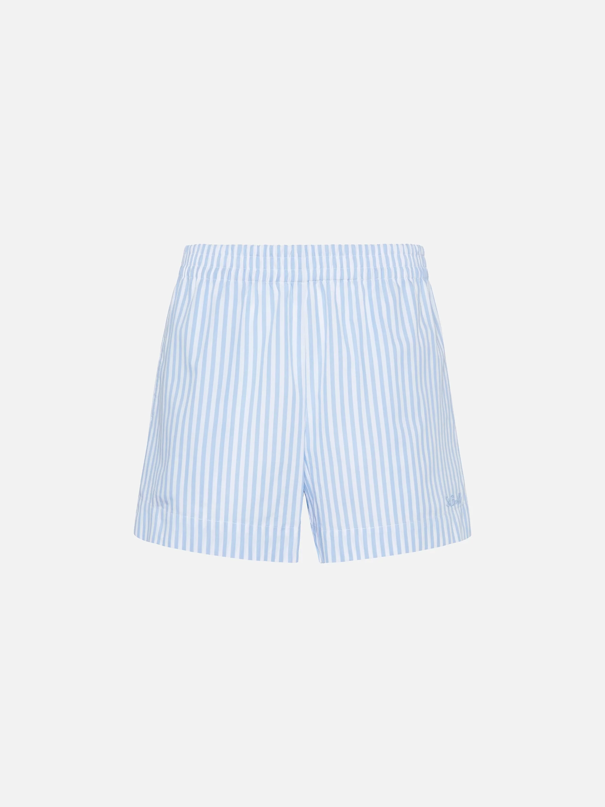 Meave shorts pull up in popeline di cotone con stampa a righe - Image 5