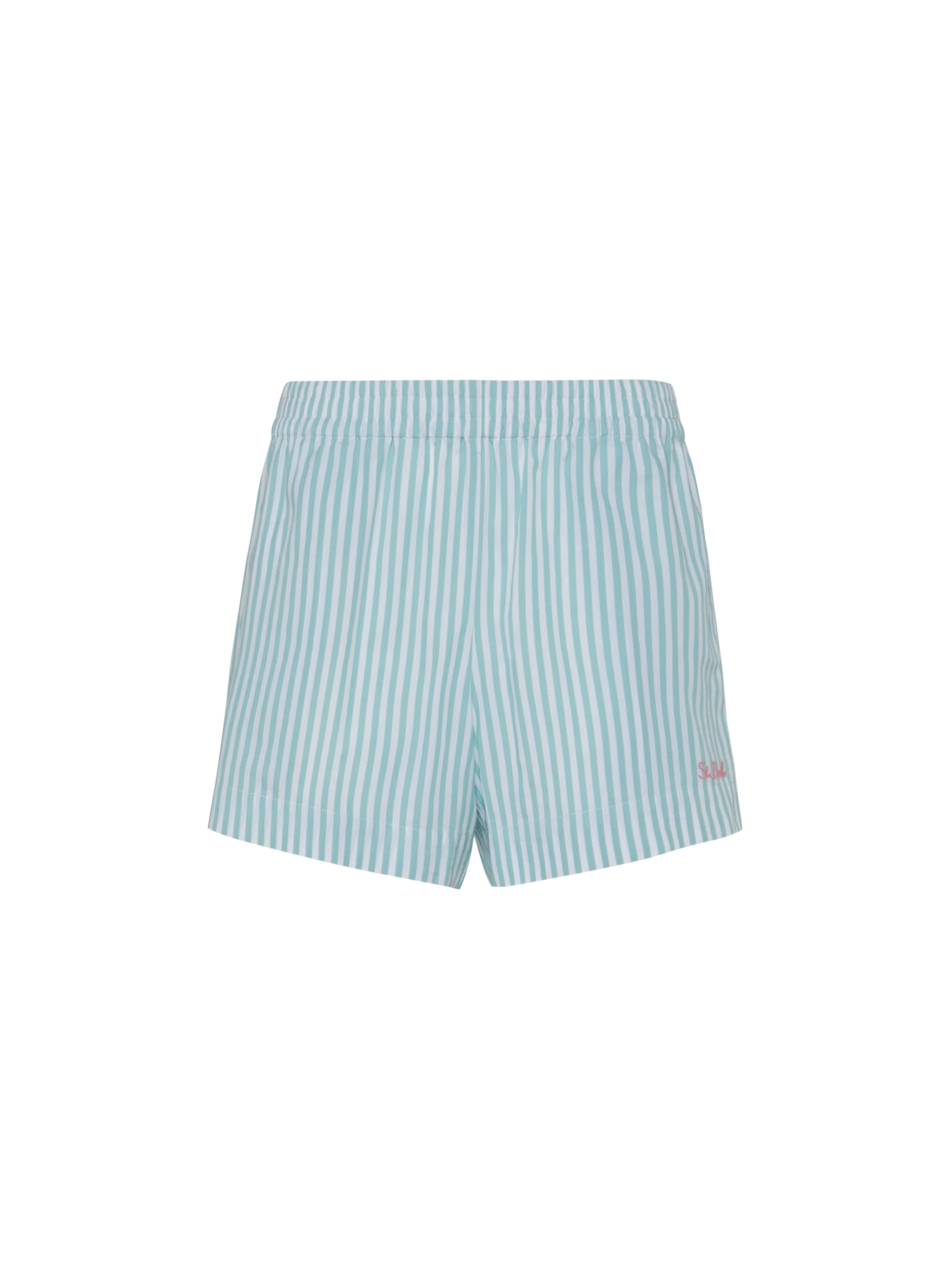Meave shorts pull up in popeline di cotone con stampa a righe - Image 5
