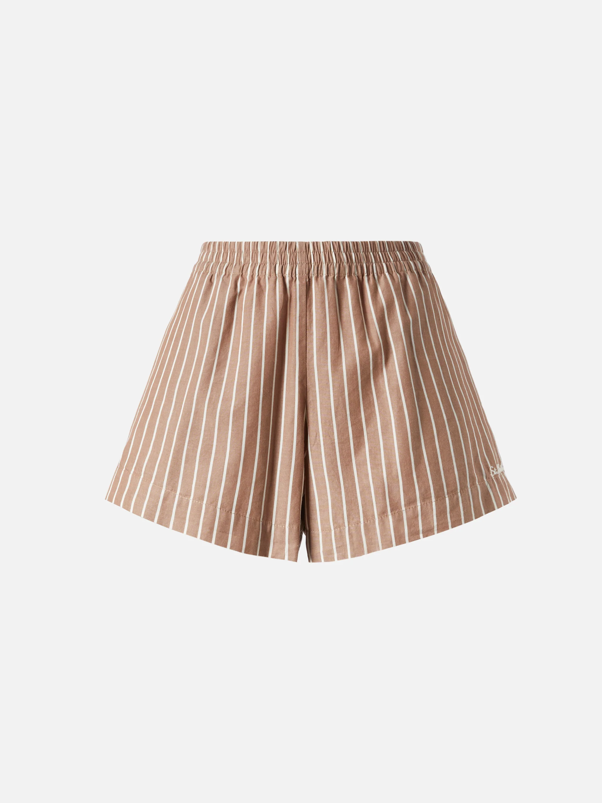 Meave shorts pull up in popeline di cotone con stampa a righe - Image 5