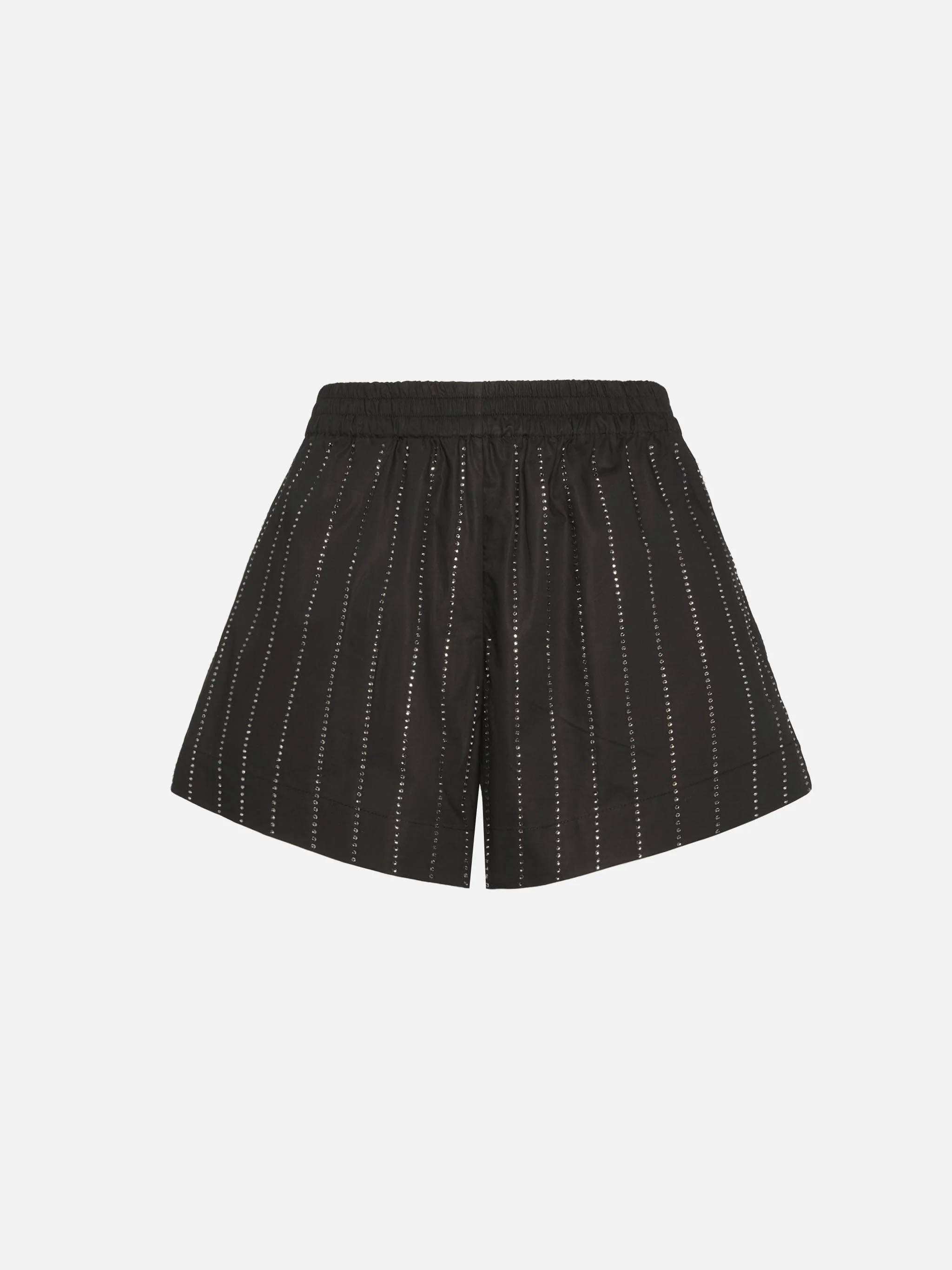 Meave shorts pull up in popeline di cotone con decorazione di strass a righe - Image 5