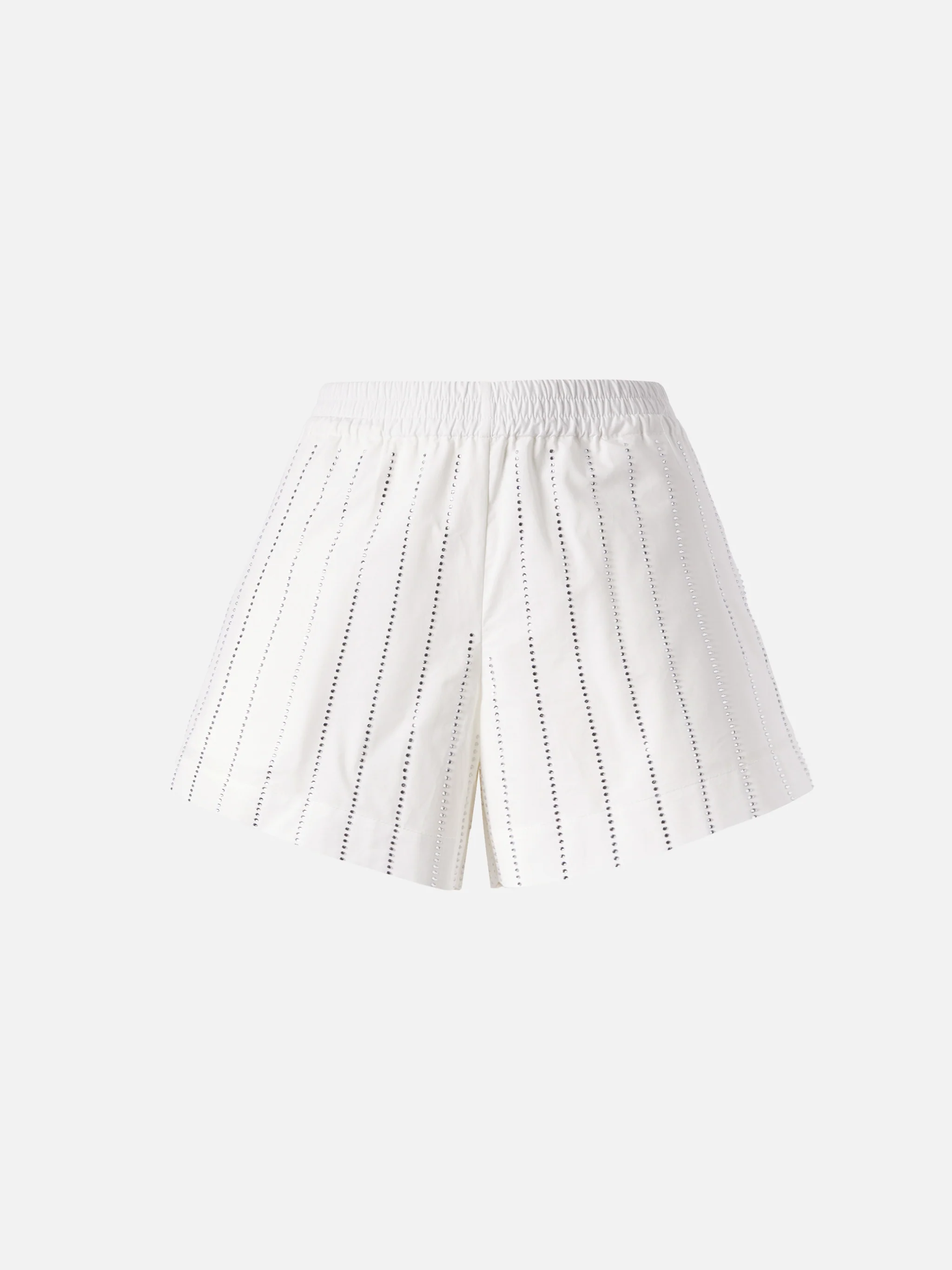 Meave shorts pull up in popeline di cotone con decorazione di strass a righe - Image 5