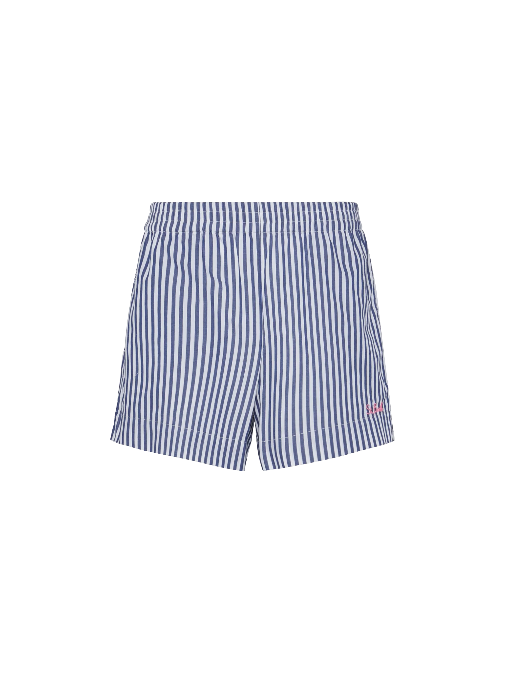 Meave shorts pull up in popeline di cotone con stampa a righe - Image 5