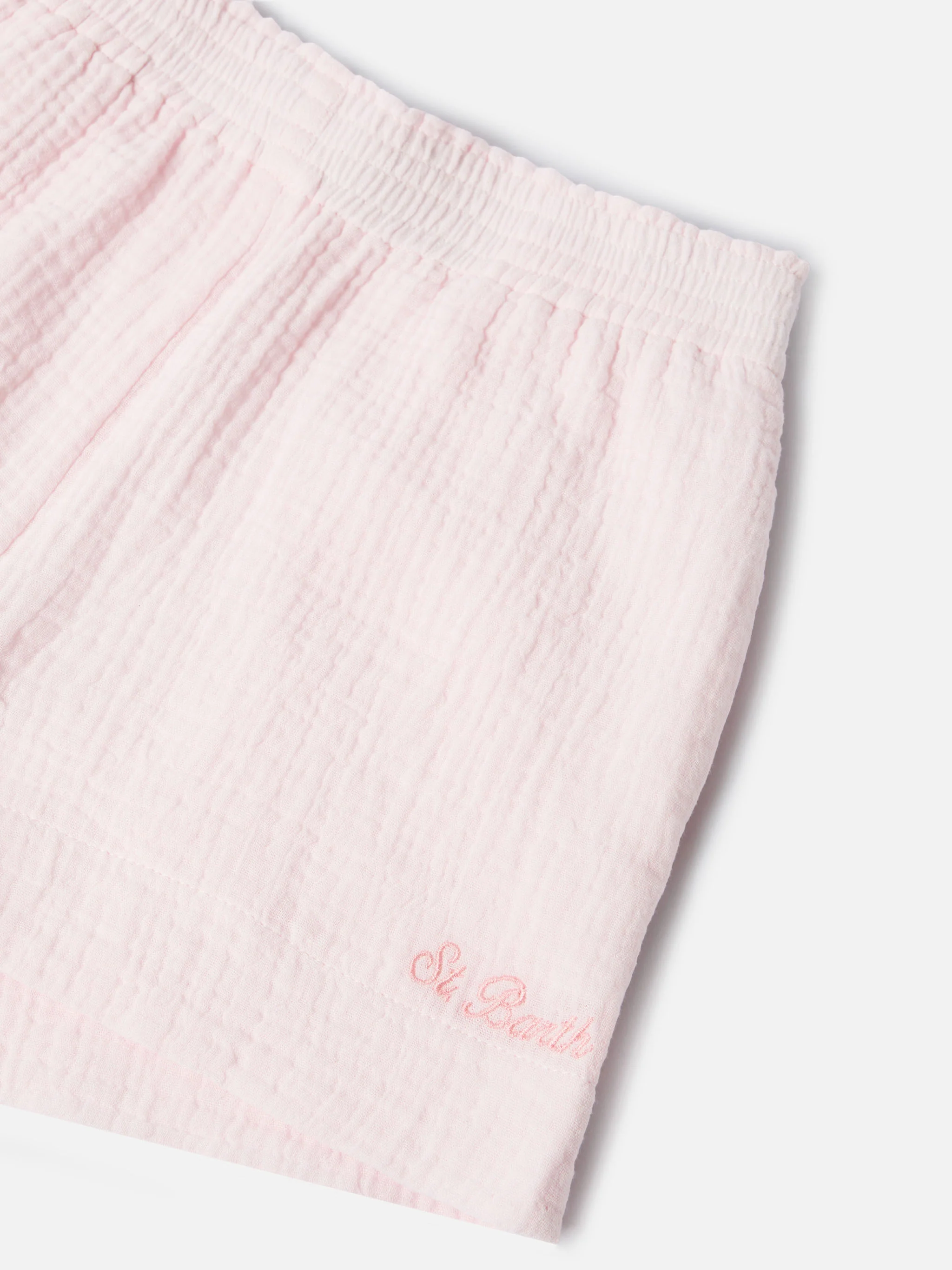 Short Meave Jr in mussola di cotone rosa - Image 3
