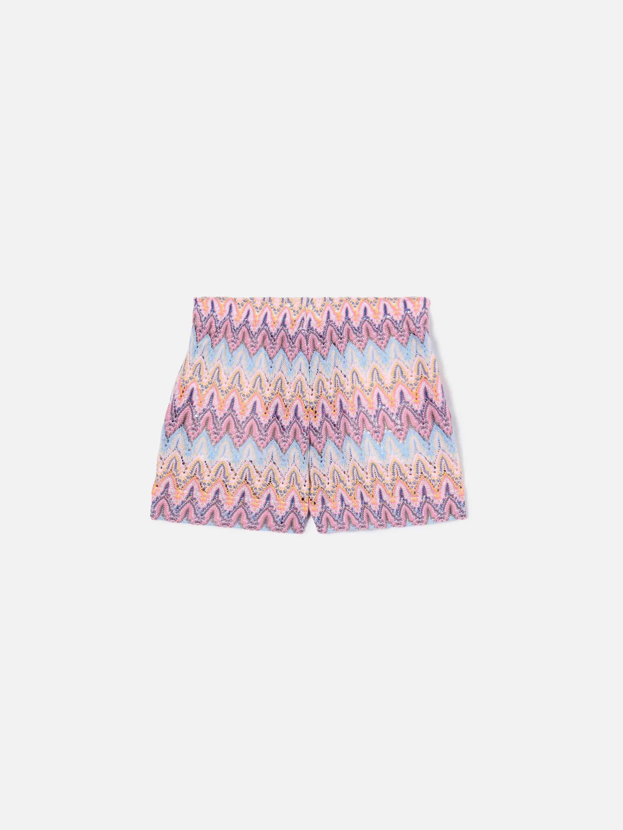 Short Meave Jr in maglia raschel con motivo fiamma pastello - Image 2