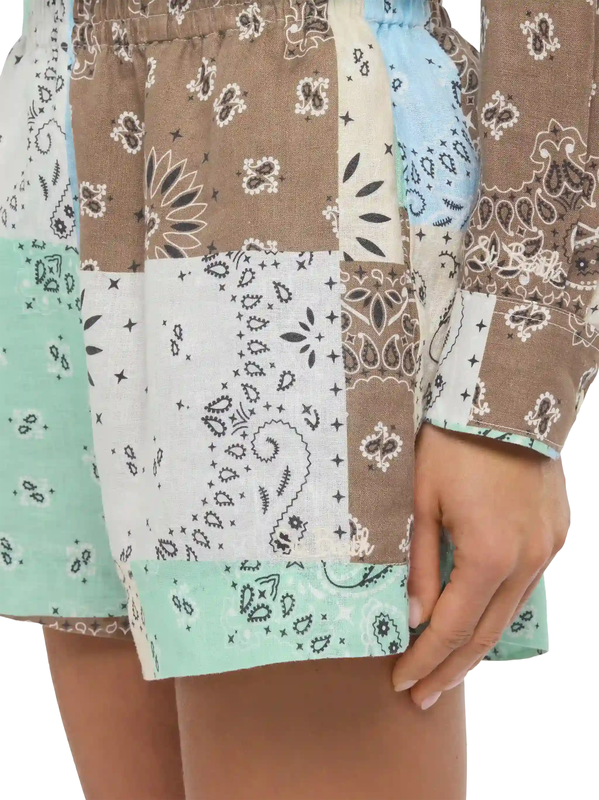 Meave shorts pull up in lino con stampa patch bandana - Image 4