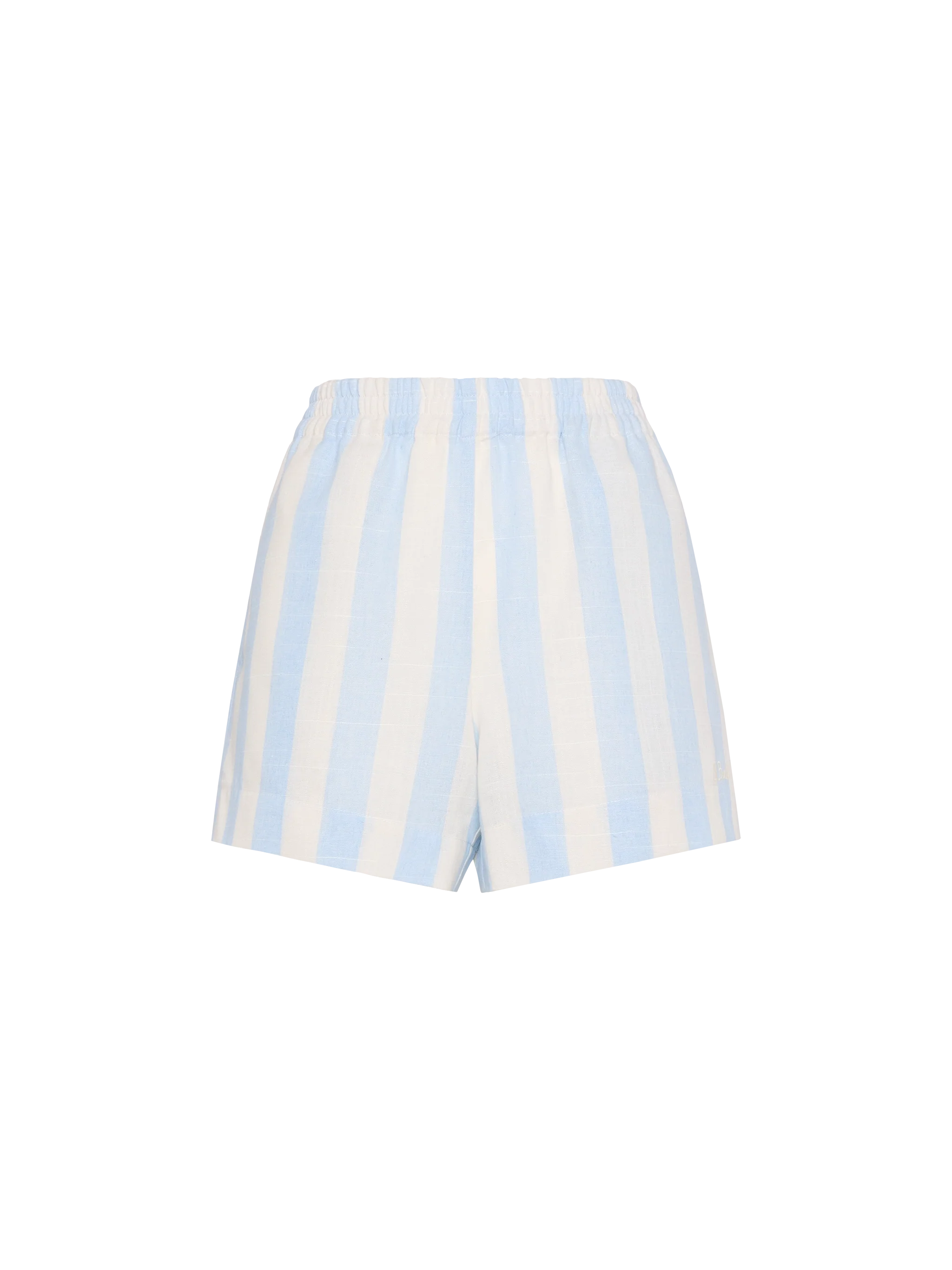 Meave shorts pull up in cotone con stampa a righe azzurre - Image 5