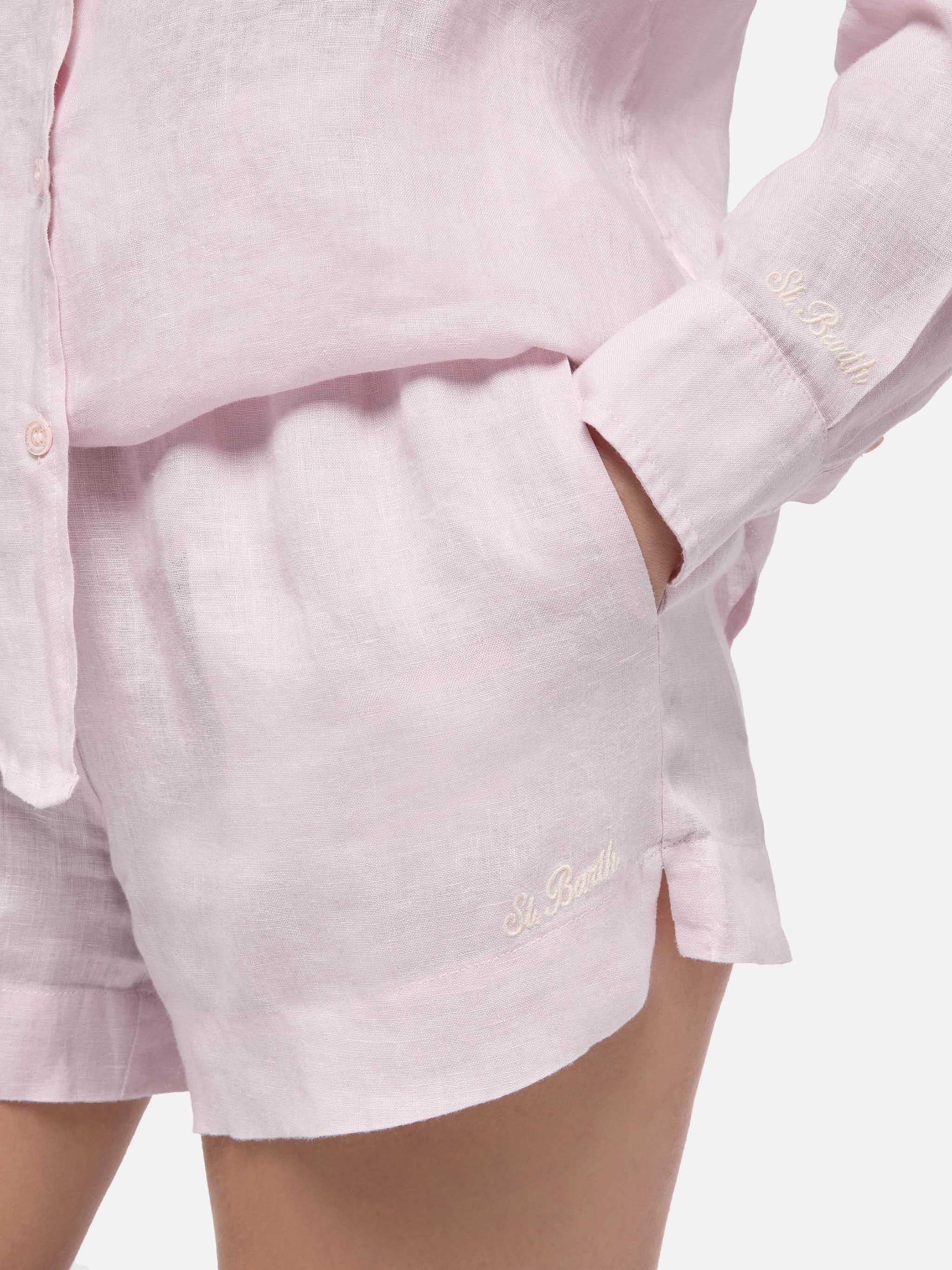 Meave shorts pull up in lino color rosa - Image 3