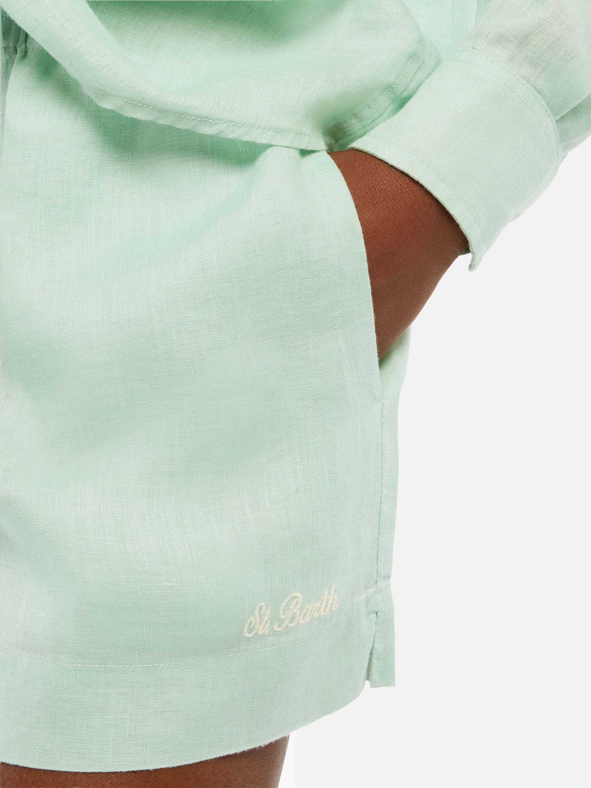 Meave shorts pull up in lino color verde salvia - Image 2