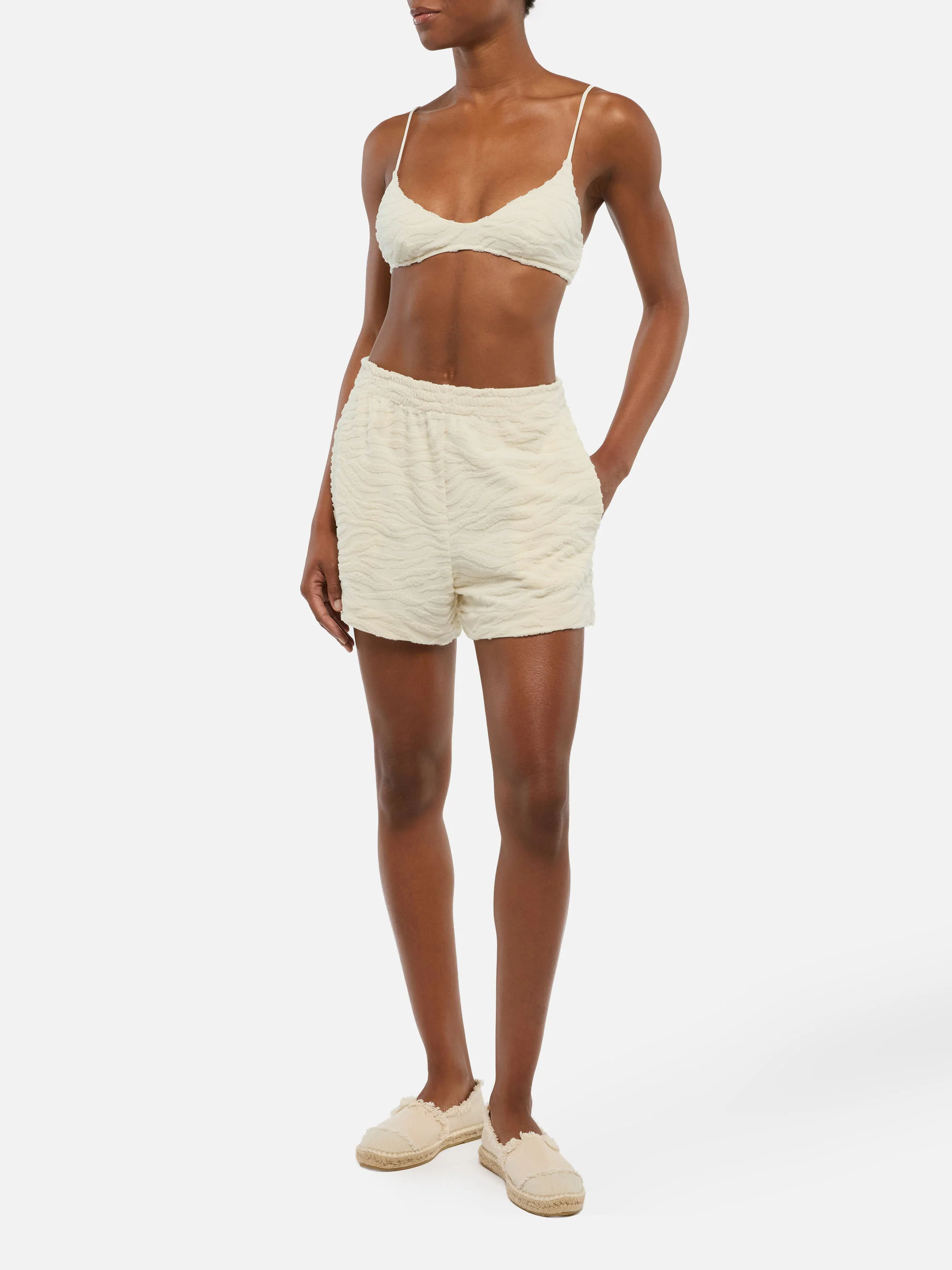 Meave shorts pull up in spugna di cotone con motivo zebrato in rilievo - Image 2
