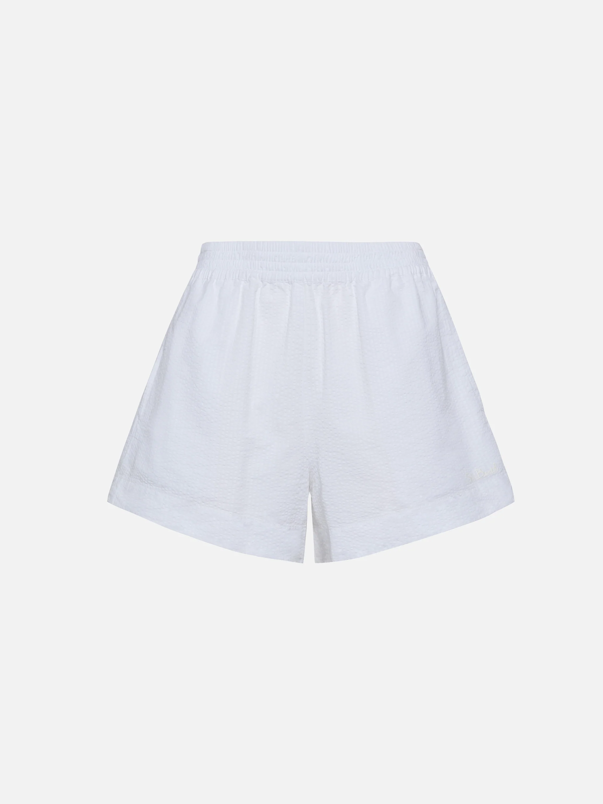 Meave shorts pull up in cotone seersucker color bianco - Image 5