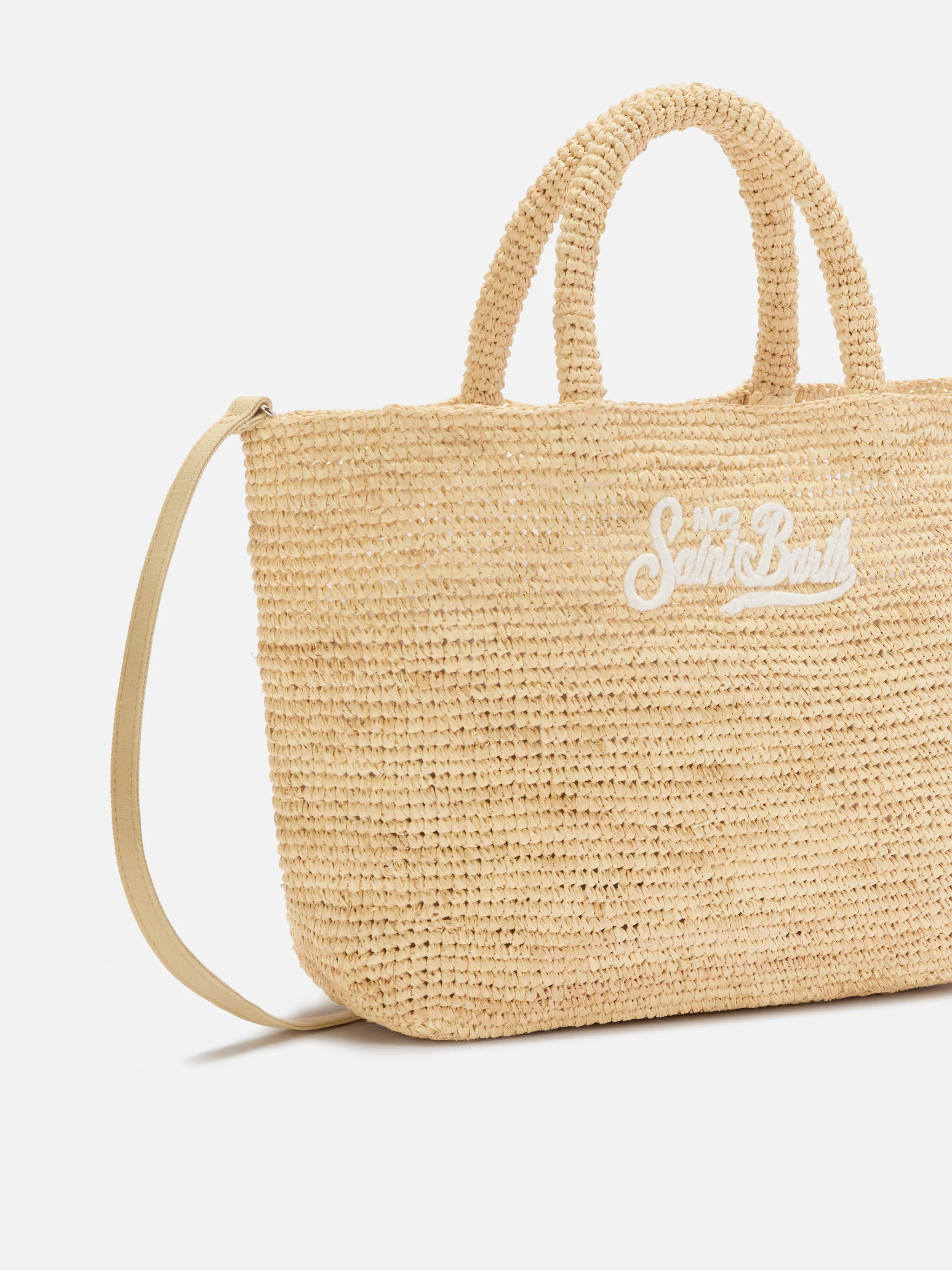 Borsa Beach medium in raffia con logo ricamato - Image 3