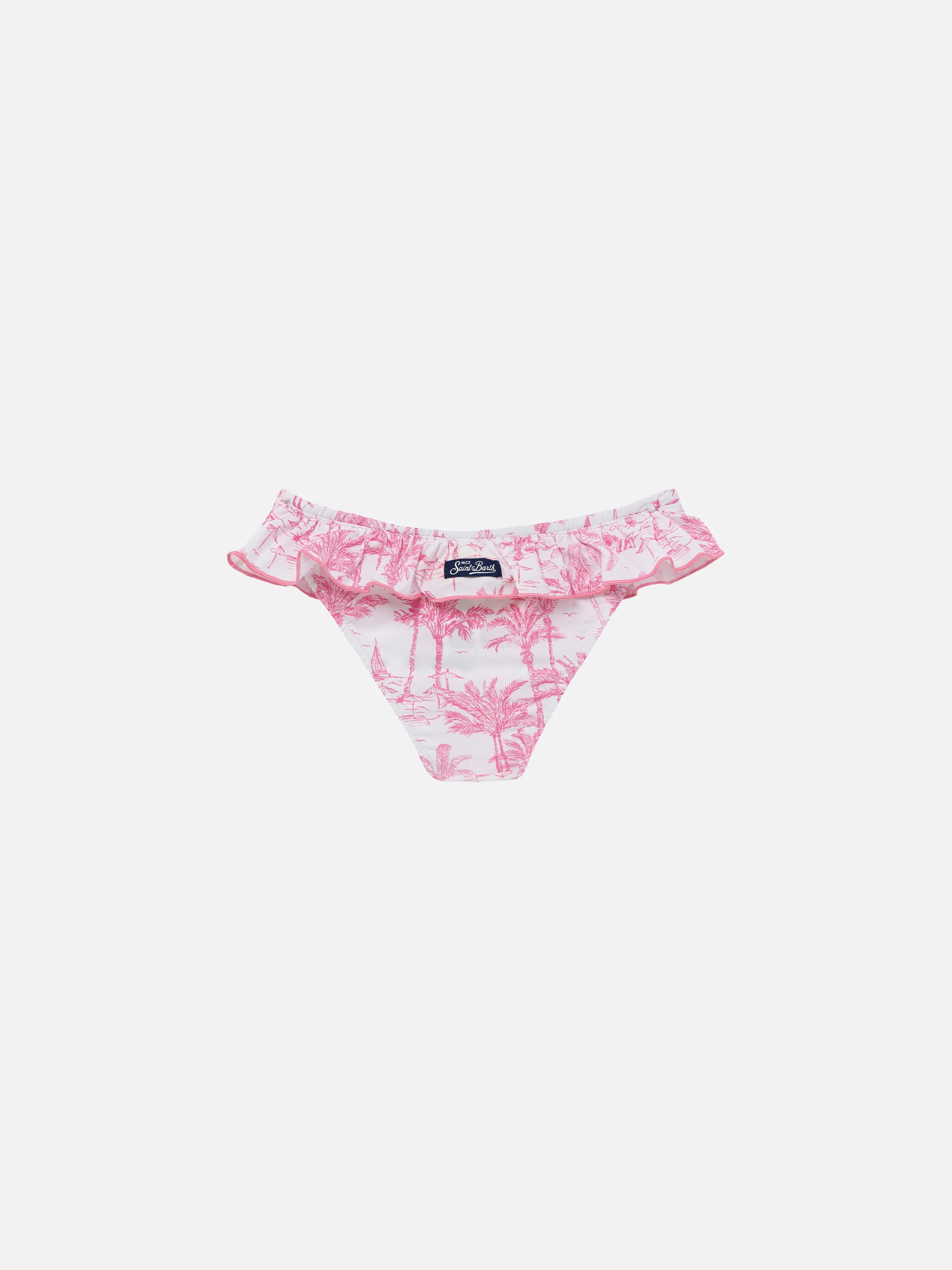 Slip da mare Melly con volant e stampa Toile de Jouy - Image 2