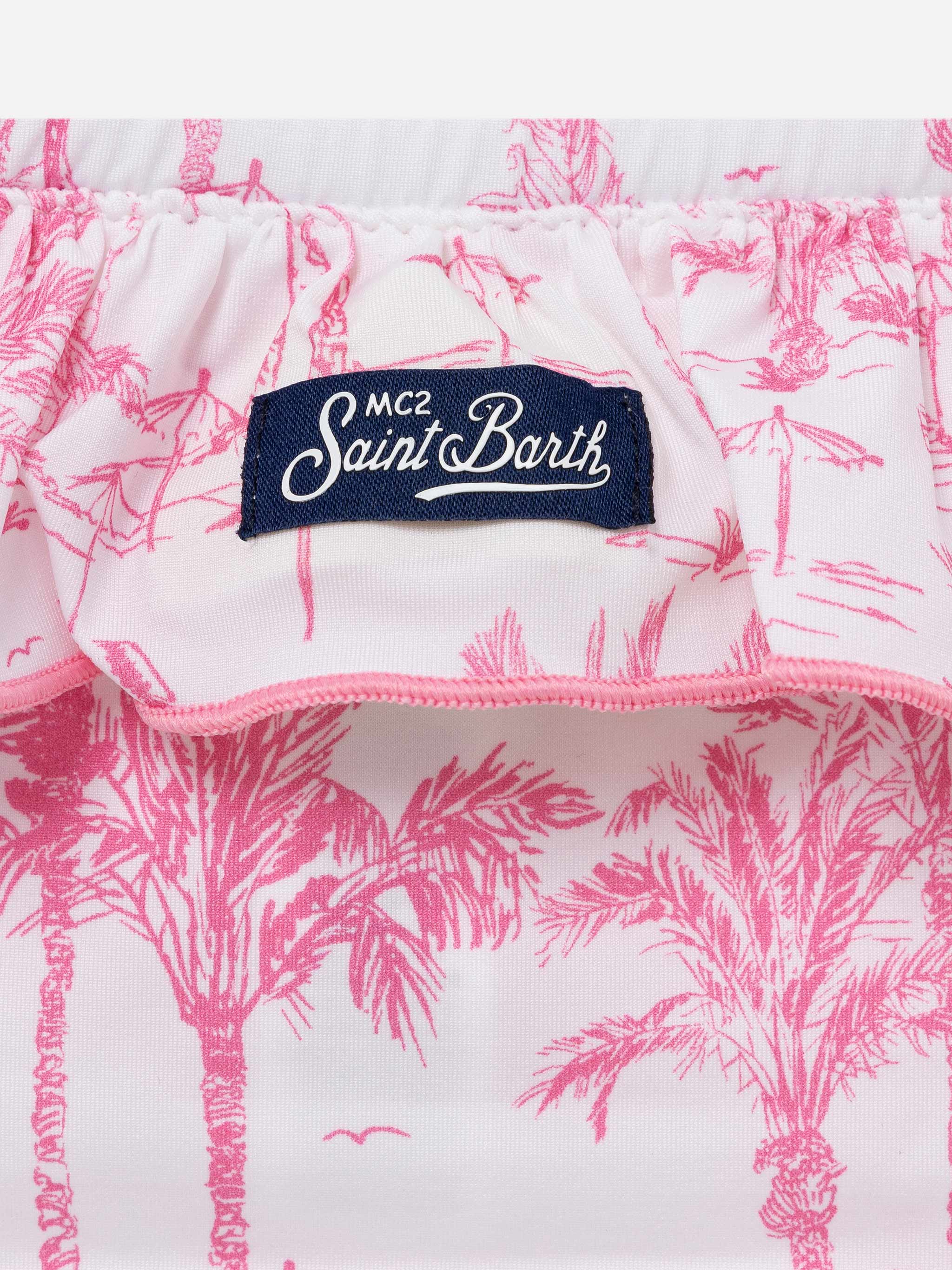 Slip da mare Melly con volant e stampa Toile de Jouy - Image 3