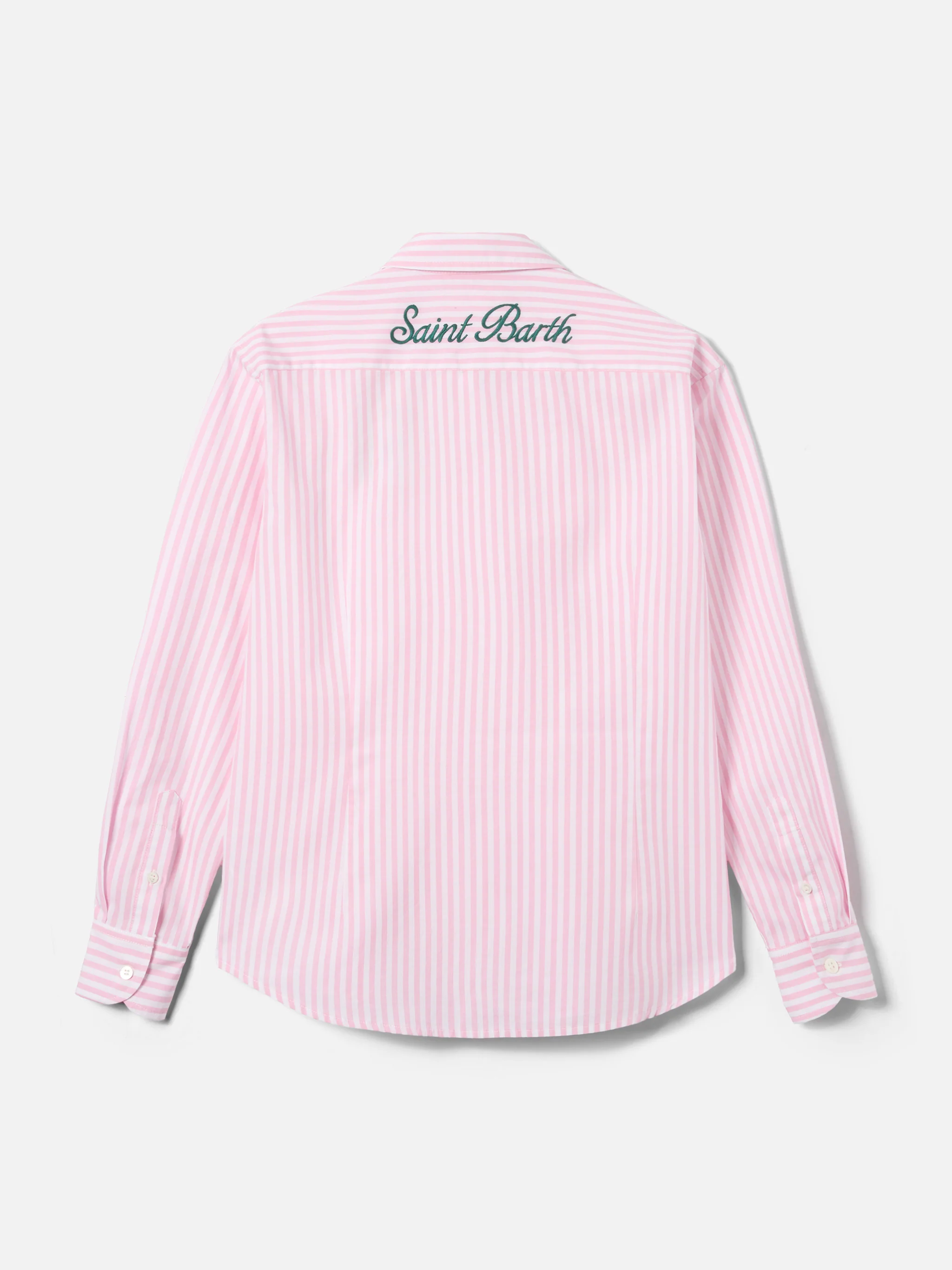 Camicia Meredith in cotone a righe rosa con ricamo Saint Barth - Image 4