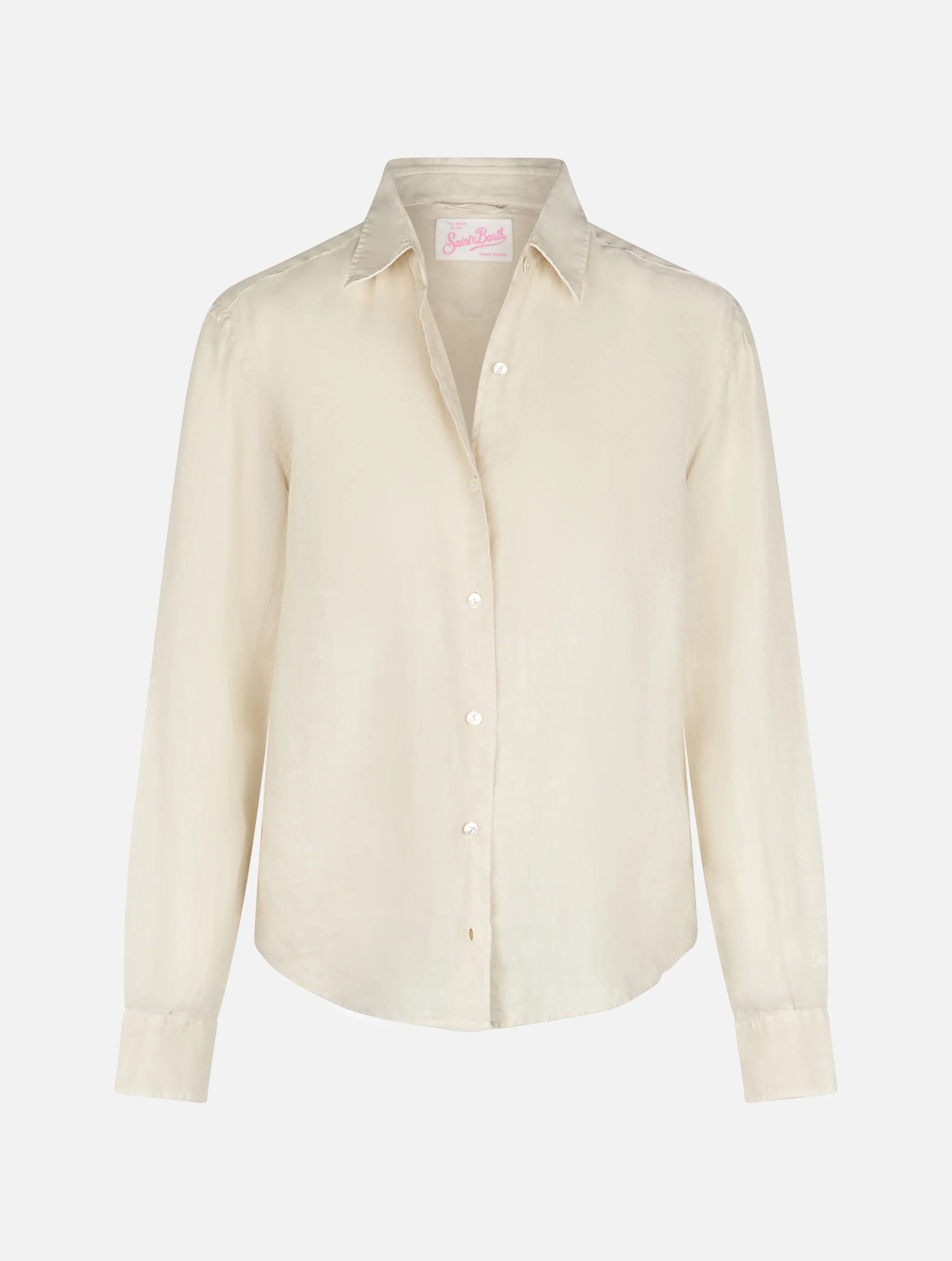 Camicia classica in lino Meredith color crema - Image 2