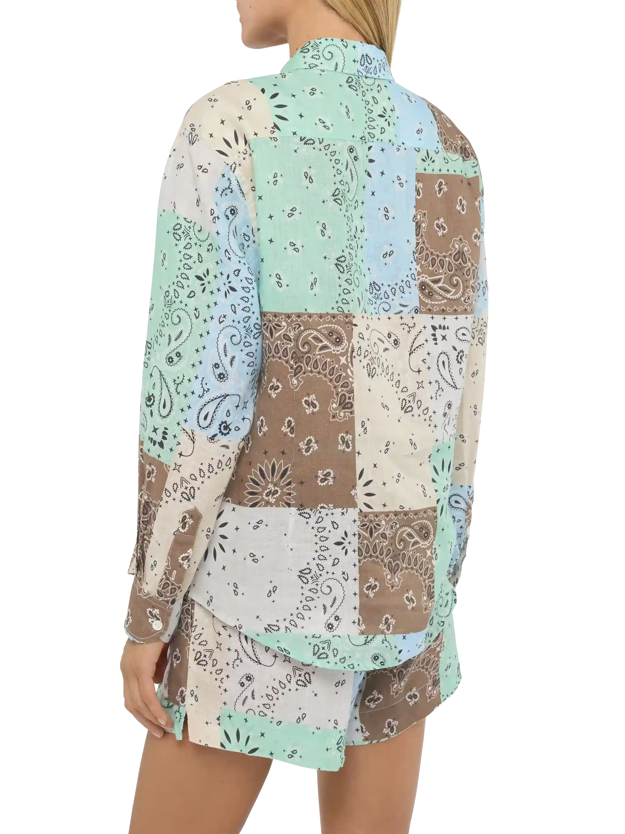 Camicia classica in lino Meredith con stampa patch bandana - Image 4