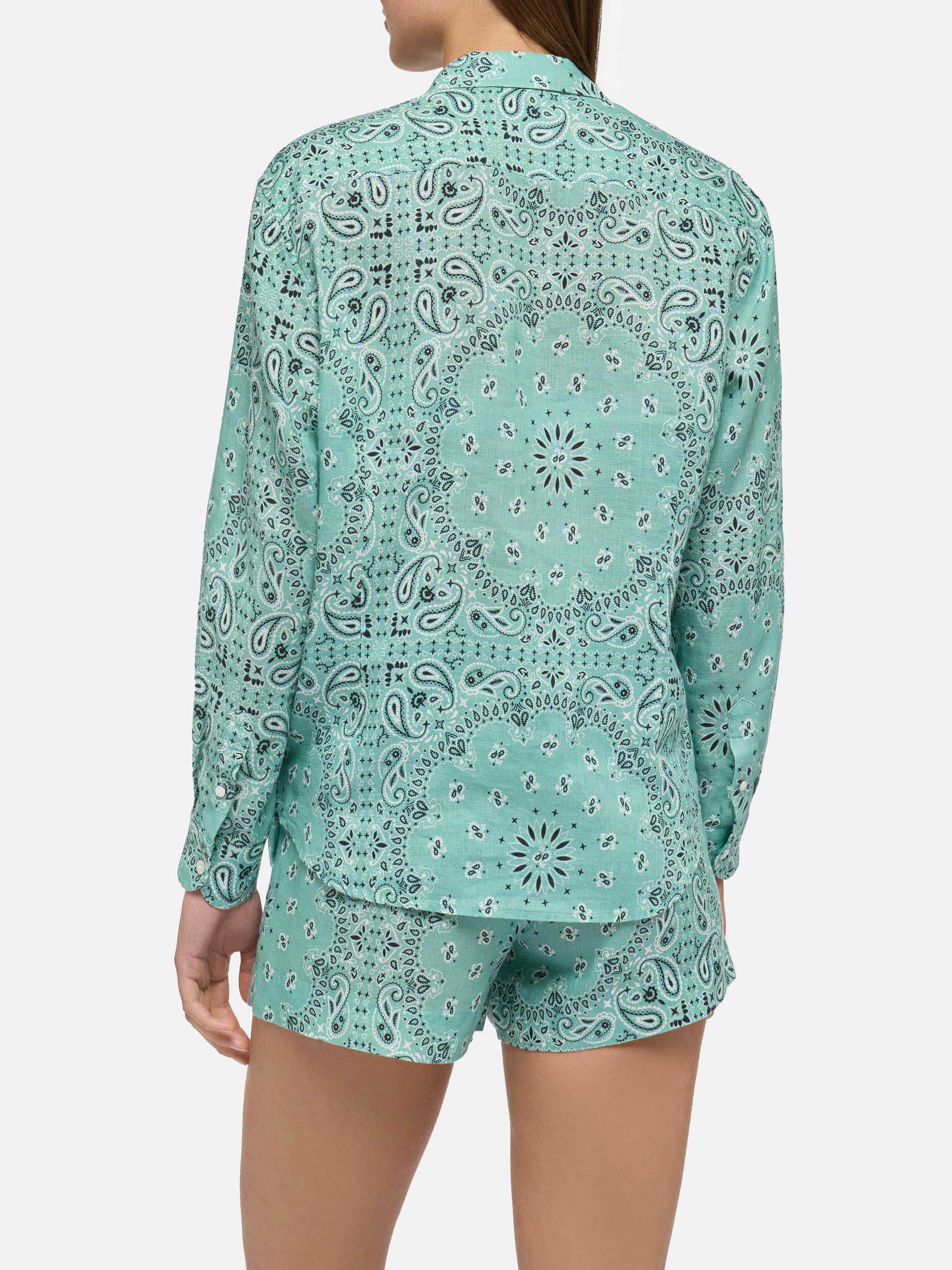 Camicia classica in lino Meredith con stampa bandana - Image 3