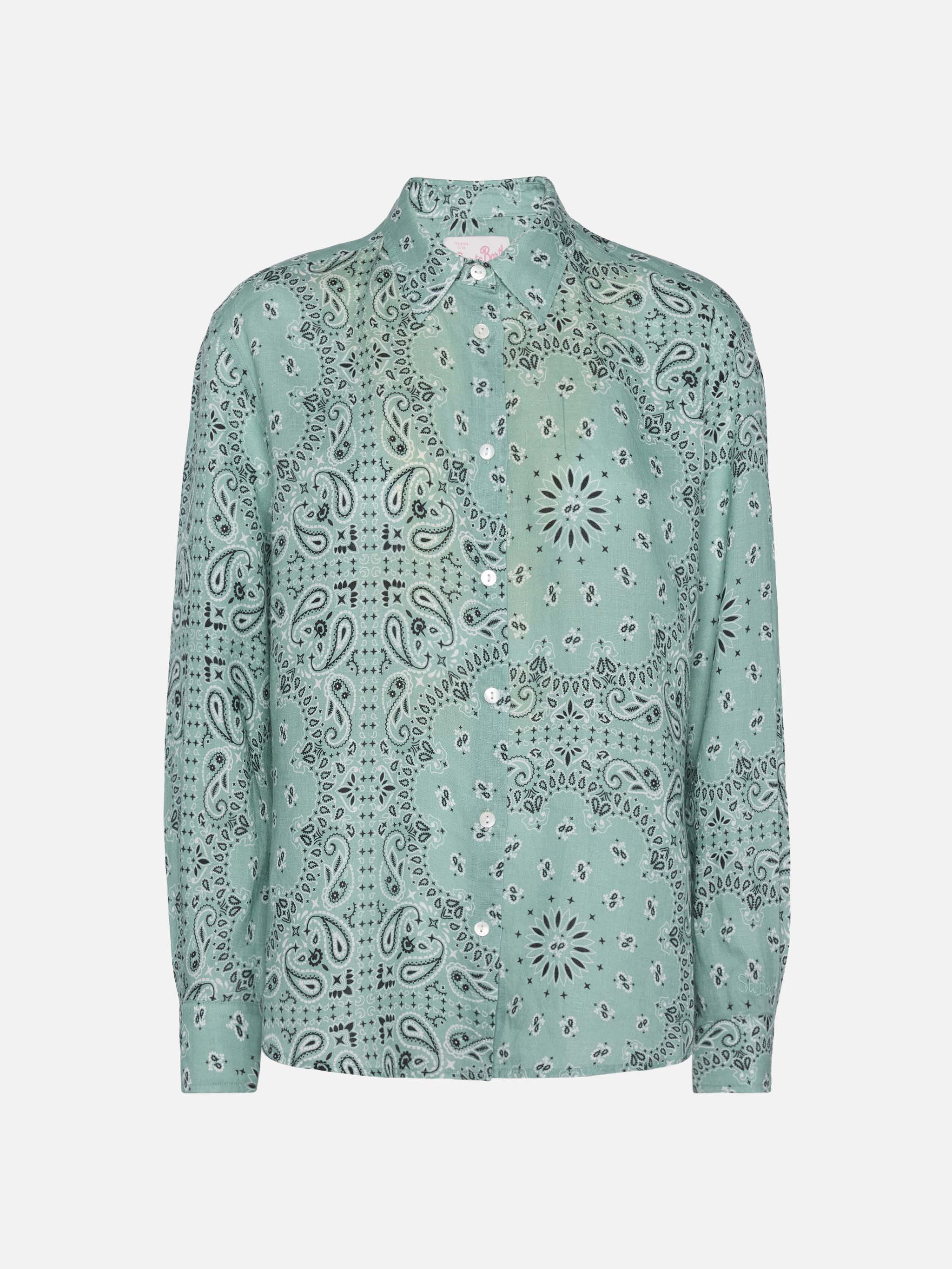 Camicia classica in lino Meredith con stampa bandana - Image 5