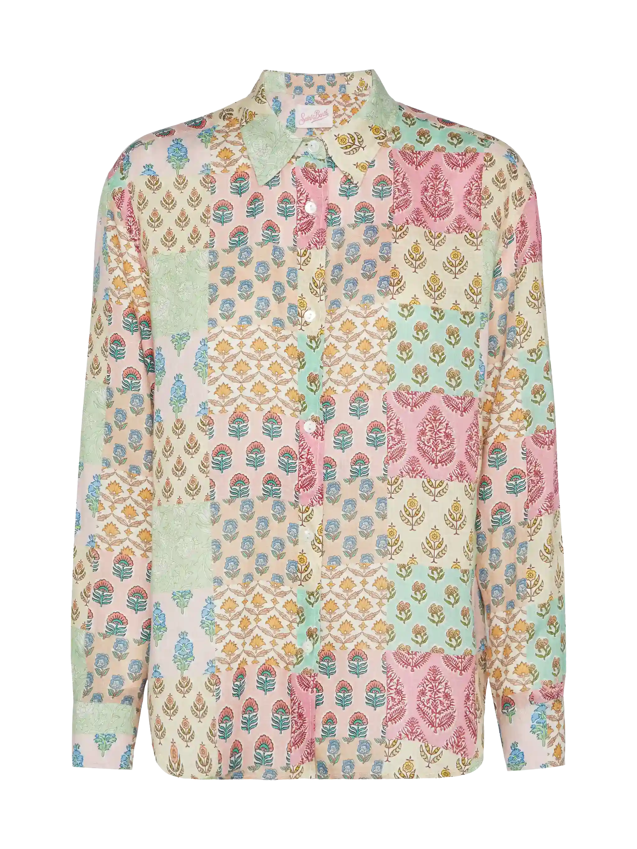 Camicia classica in lino Meredith con stampa floreale patch - Image 4