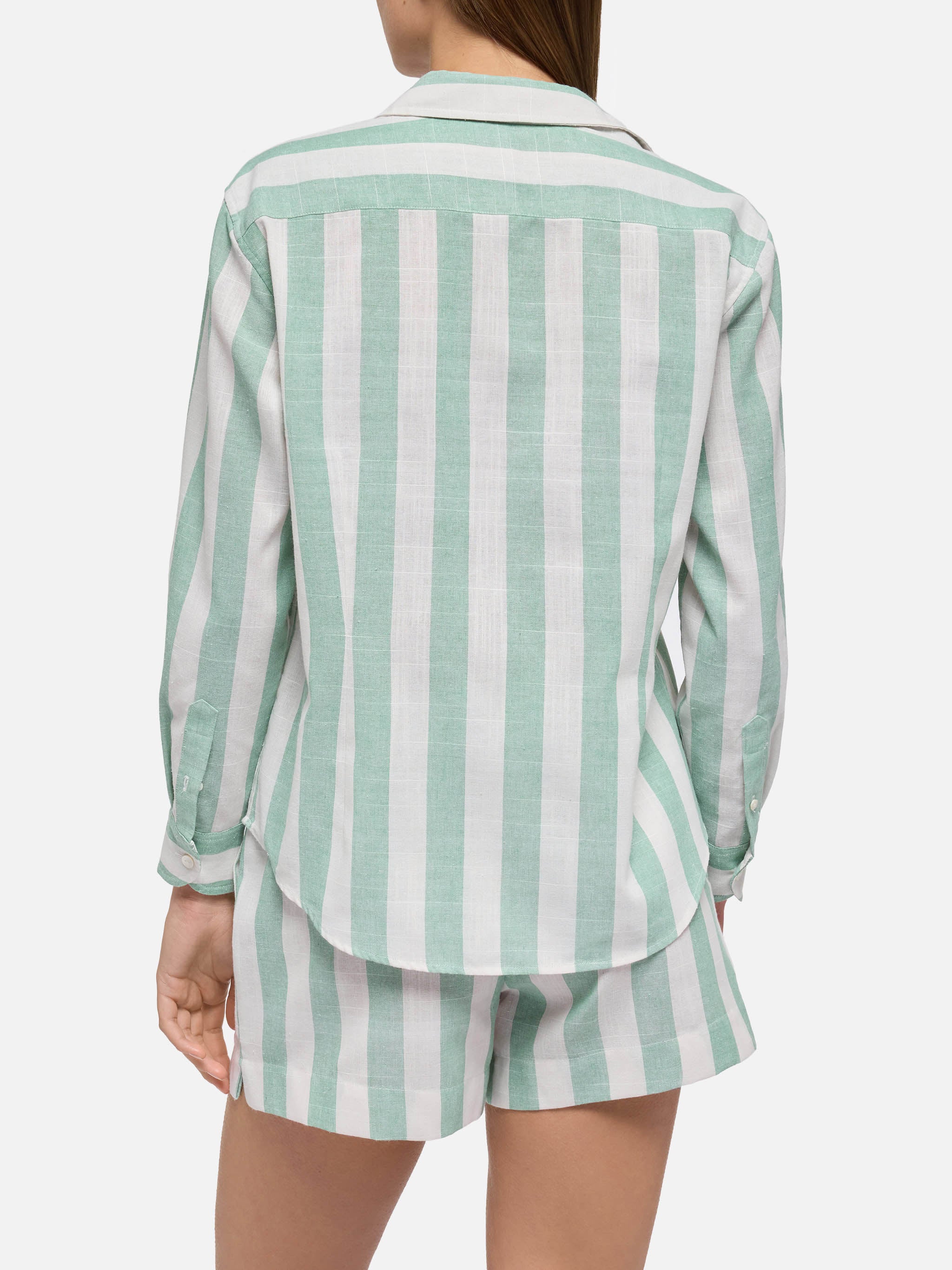 Camicia classica Meredith con stampa a righe verde salvia - Image 3