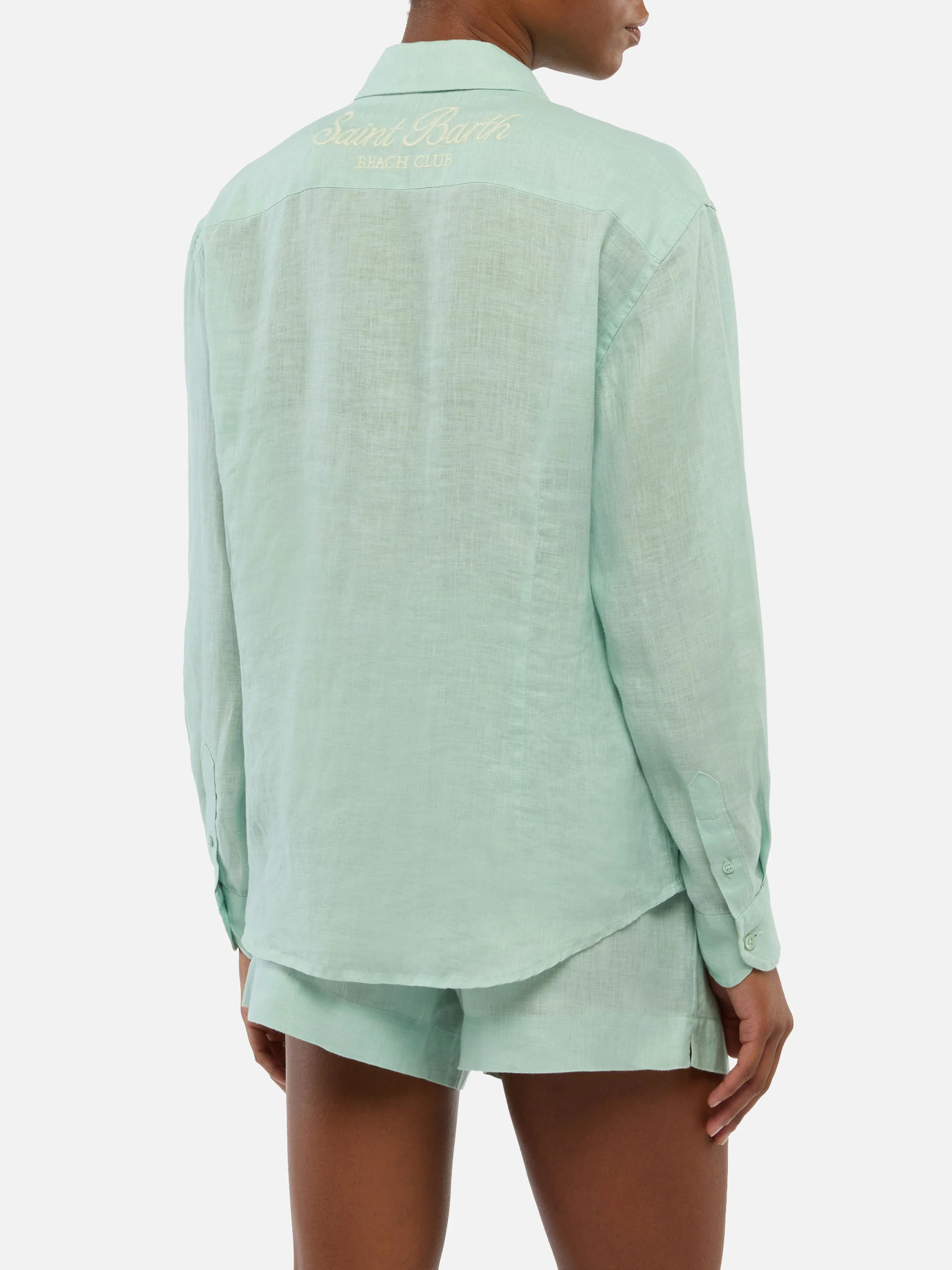 Camicia classica in lino Meredith con ricamo Saint Barth - Image 3