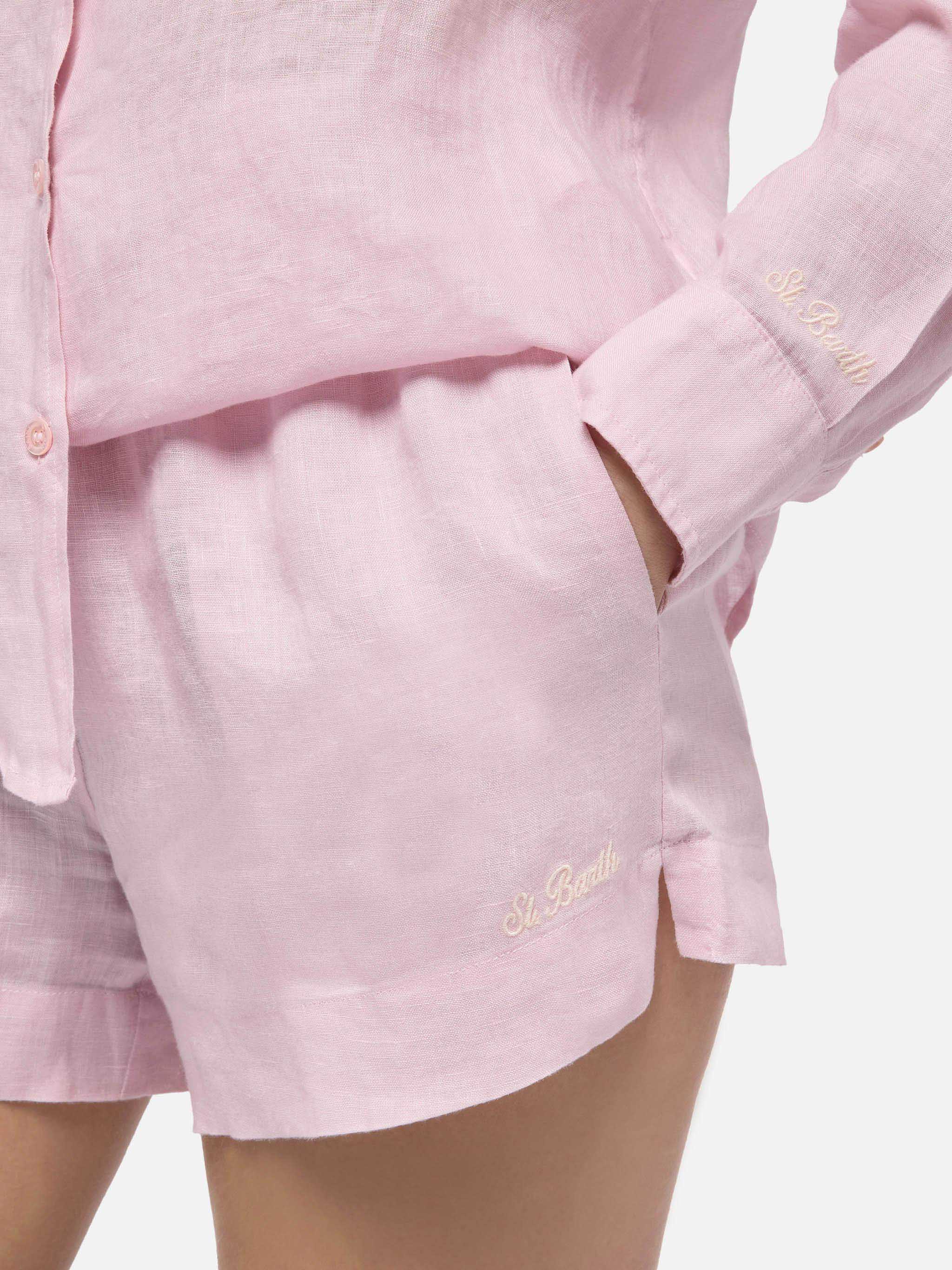 Camicia classica in lino Meredith rosa - Image 2