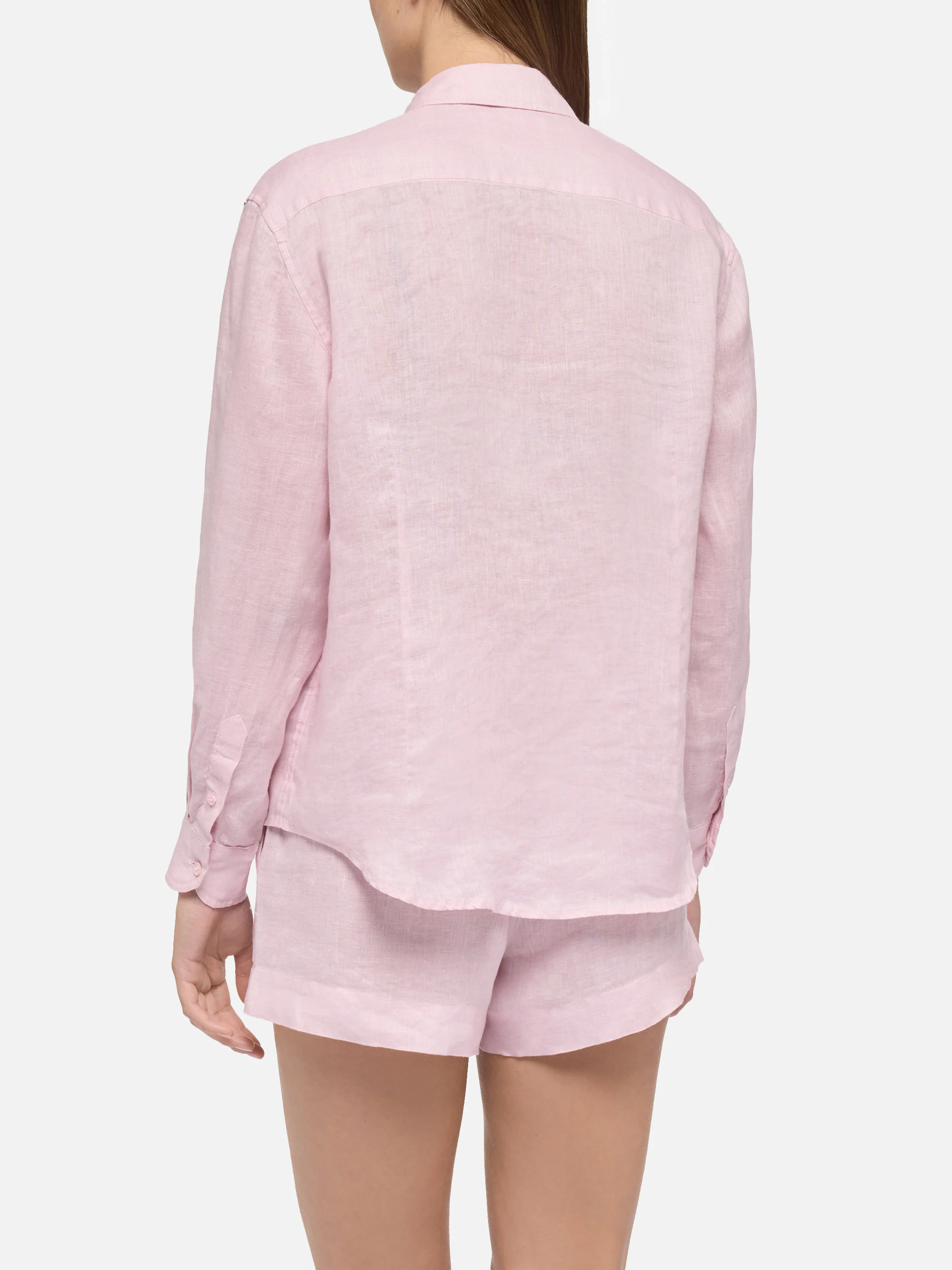 Camicia classica in lino Meredith rosa - Image 3